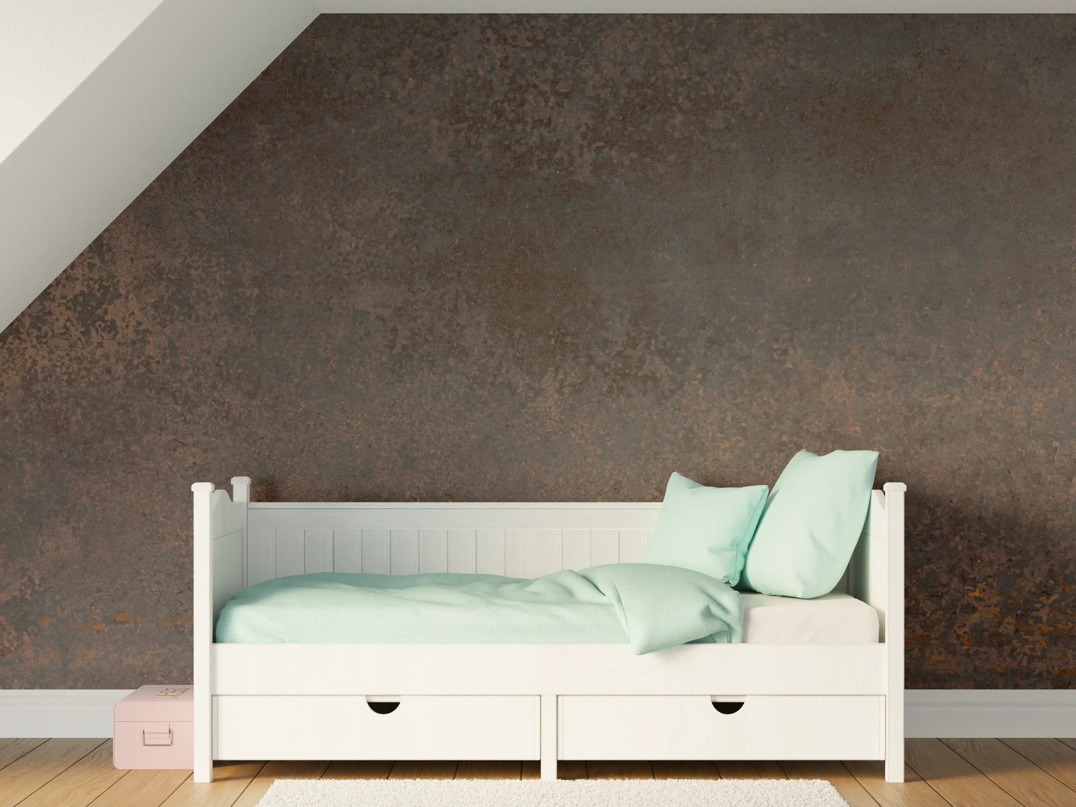 Kinderzimmer Wandgestaltung - Braun-Grauer Zement