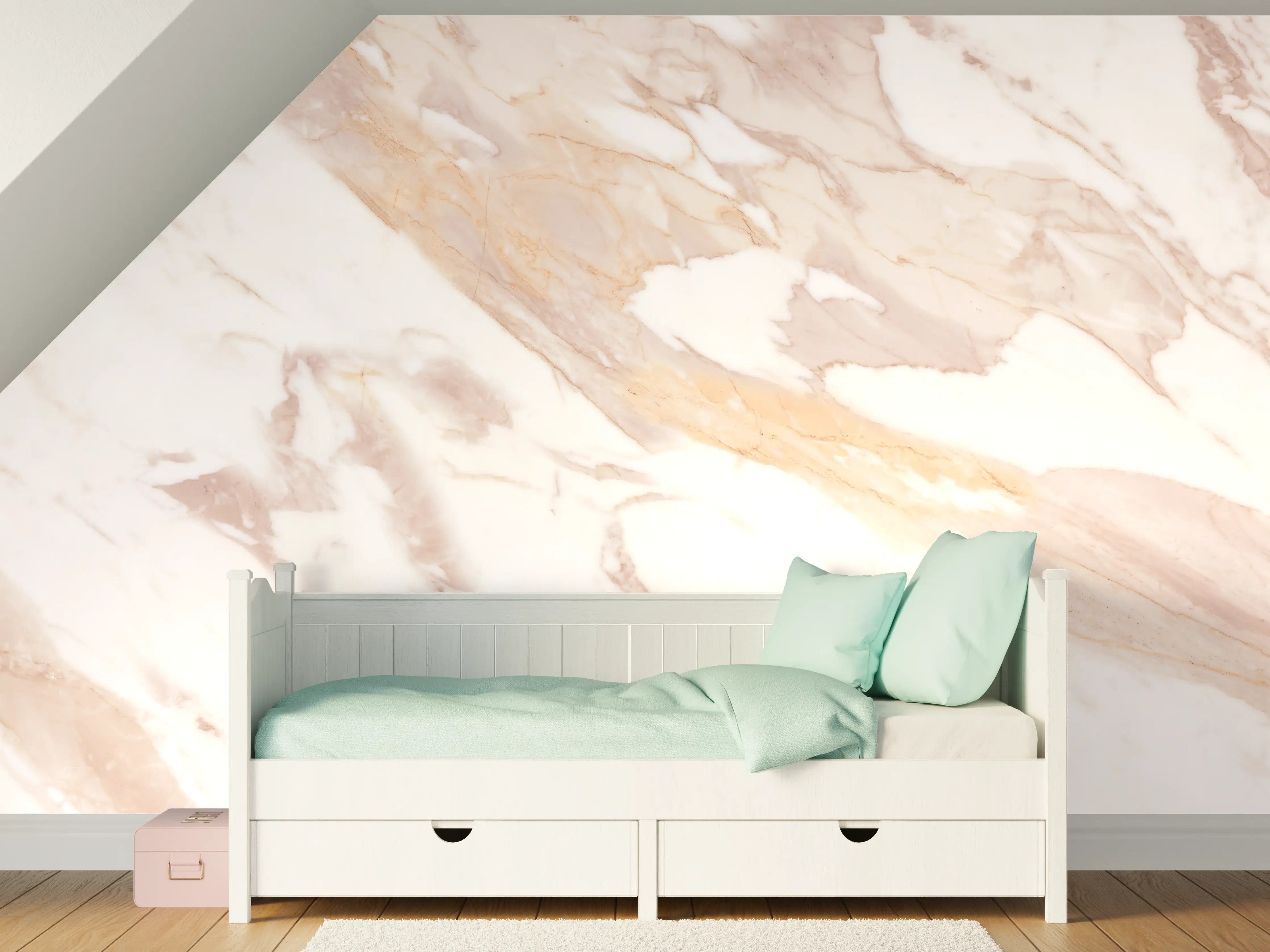 Kinderzimmer Wandgestaltung - Braun-beiger Marmor