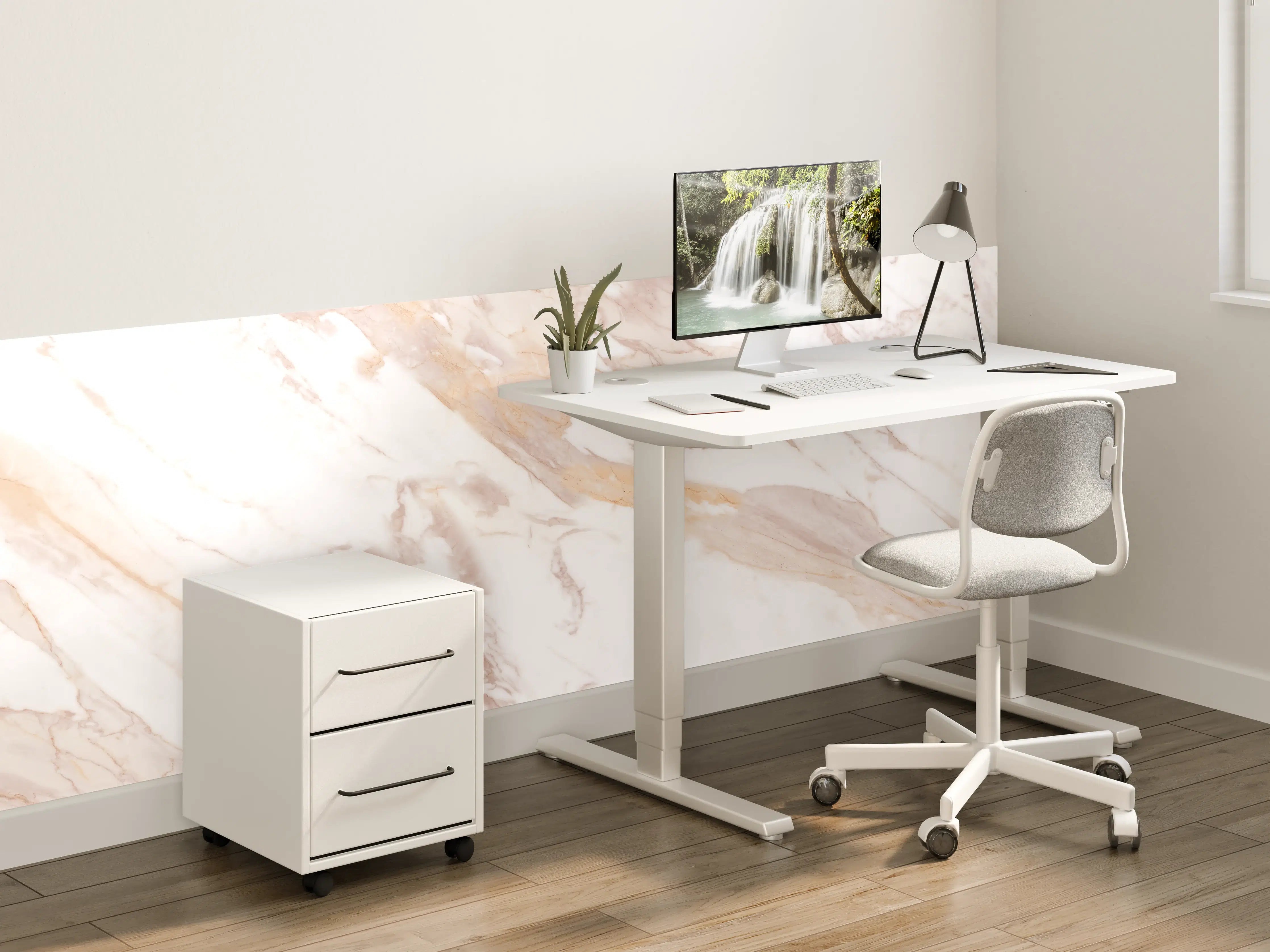 Kinderzimmer Wandgestaltung - Braun-beiger Marmor