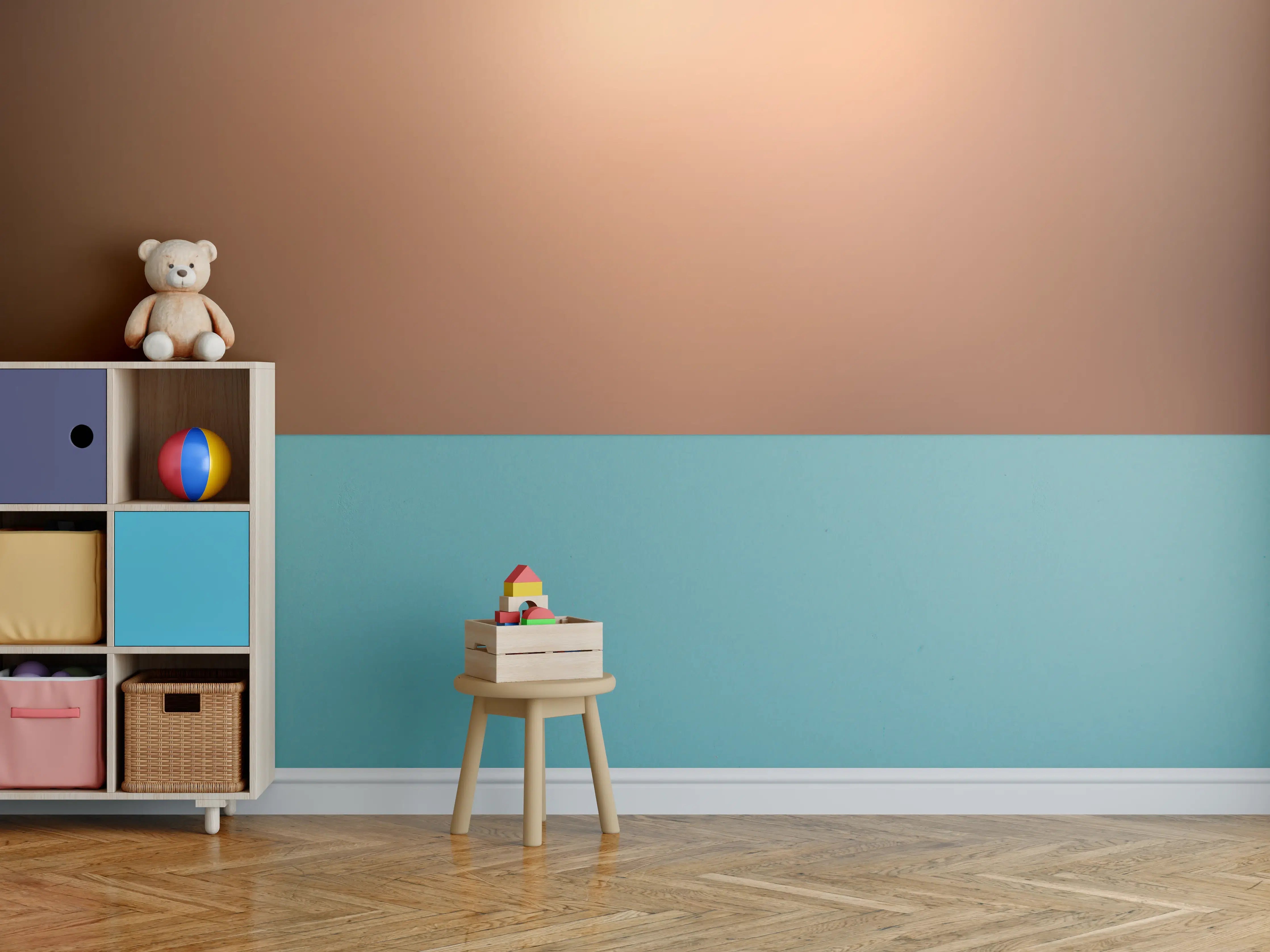 Kinderzimmer Wandgestaltung - Braun, beiges Muster