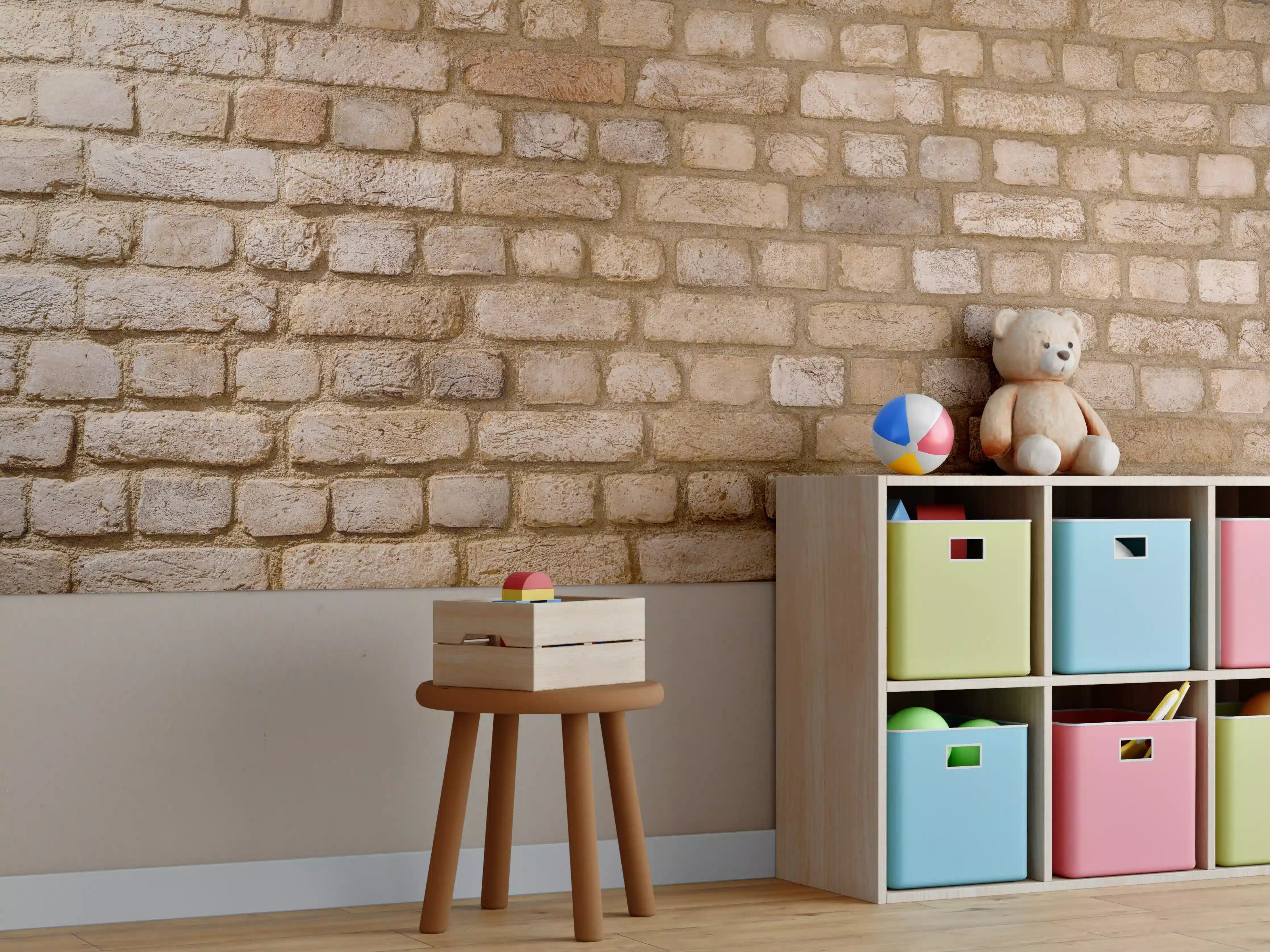 Kinderzimmer Wandgestaltung - Braune Backsteinmauer Textur