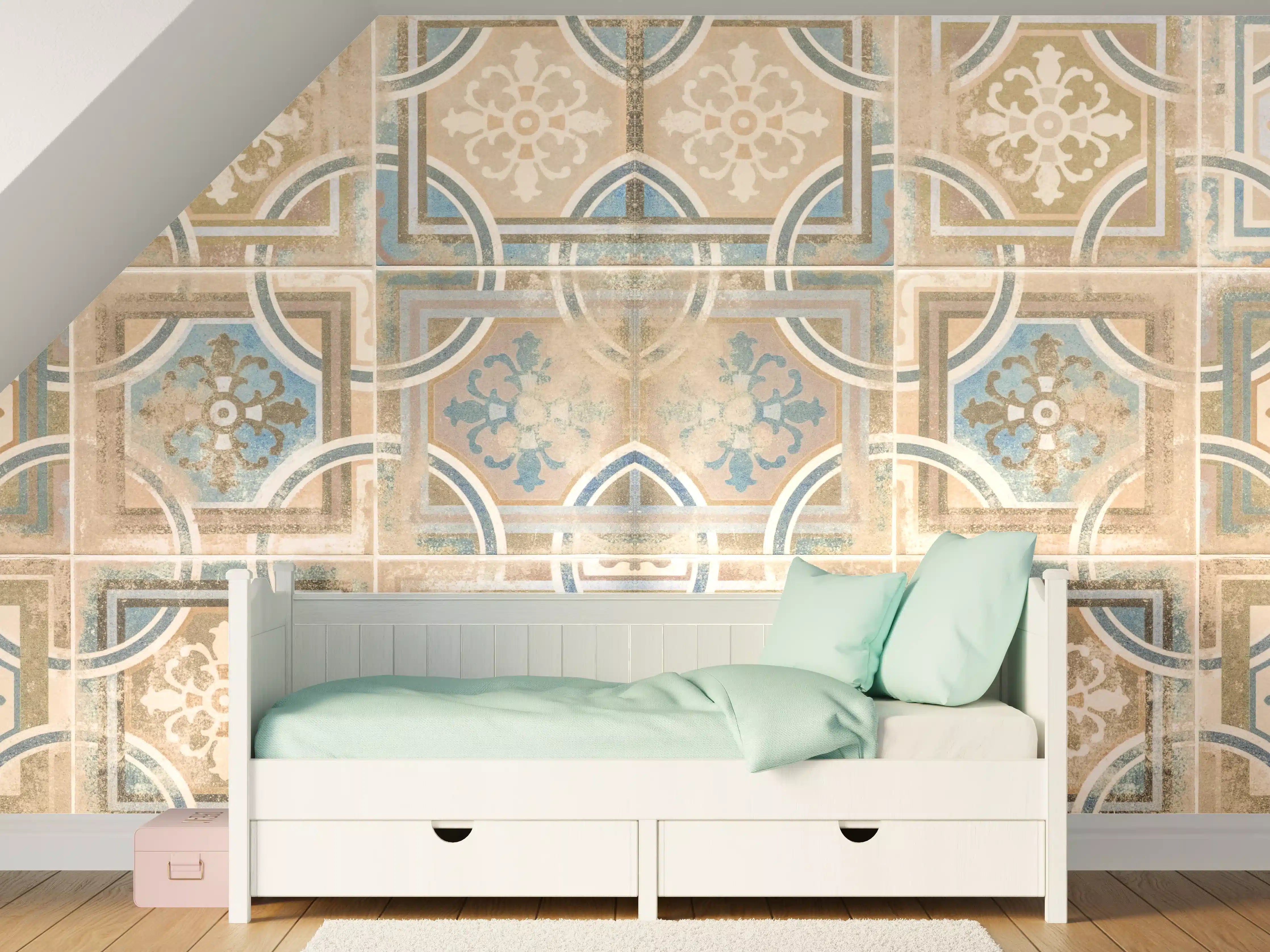 Kinderzimmer Wandgestaltung - Braune Keramik Fliesen