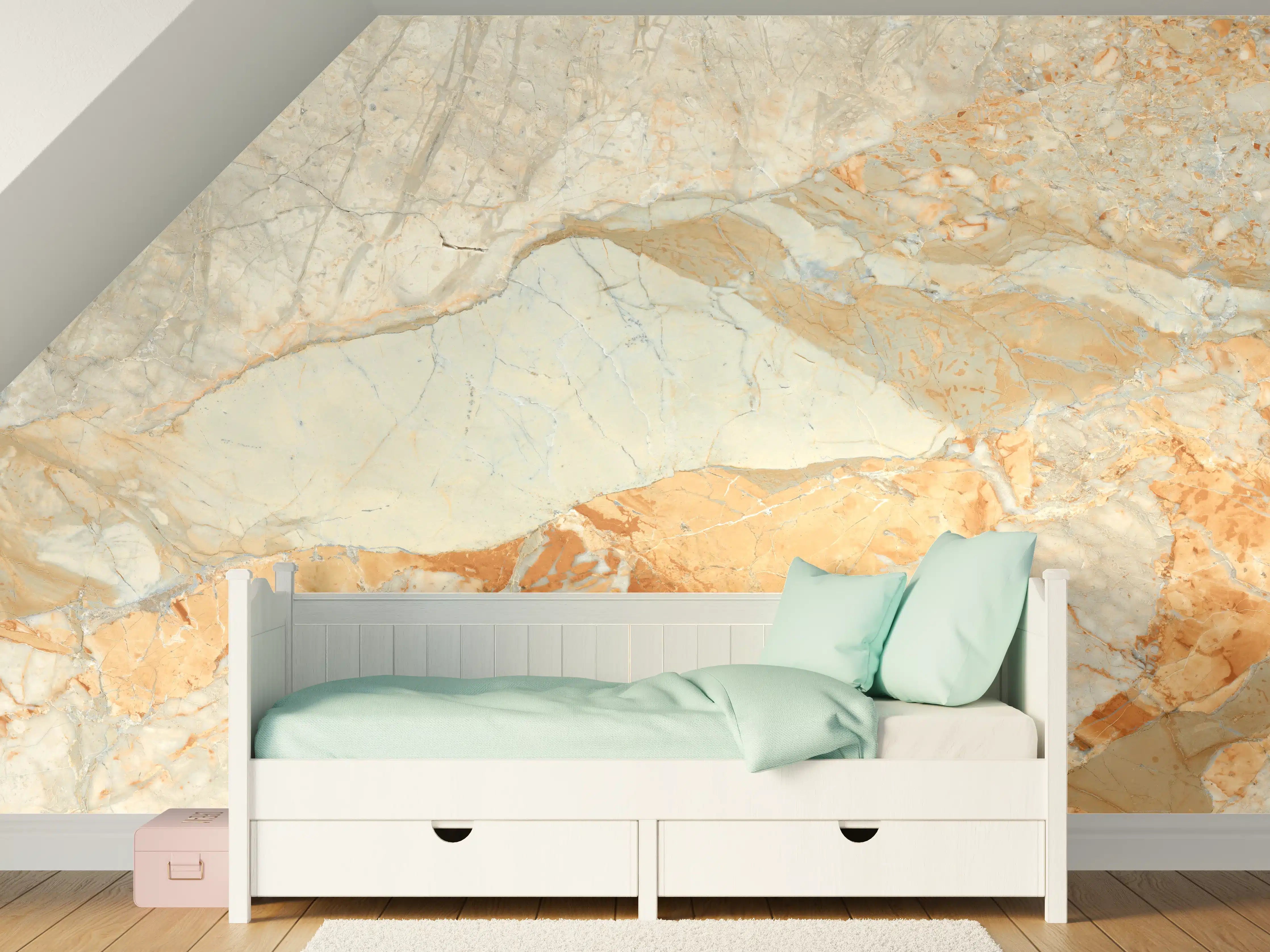 Kinderzimmer Wandgestaltung - Brauner Marmor mit Adern