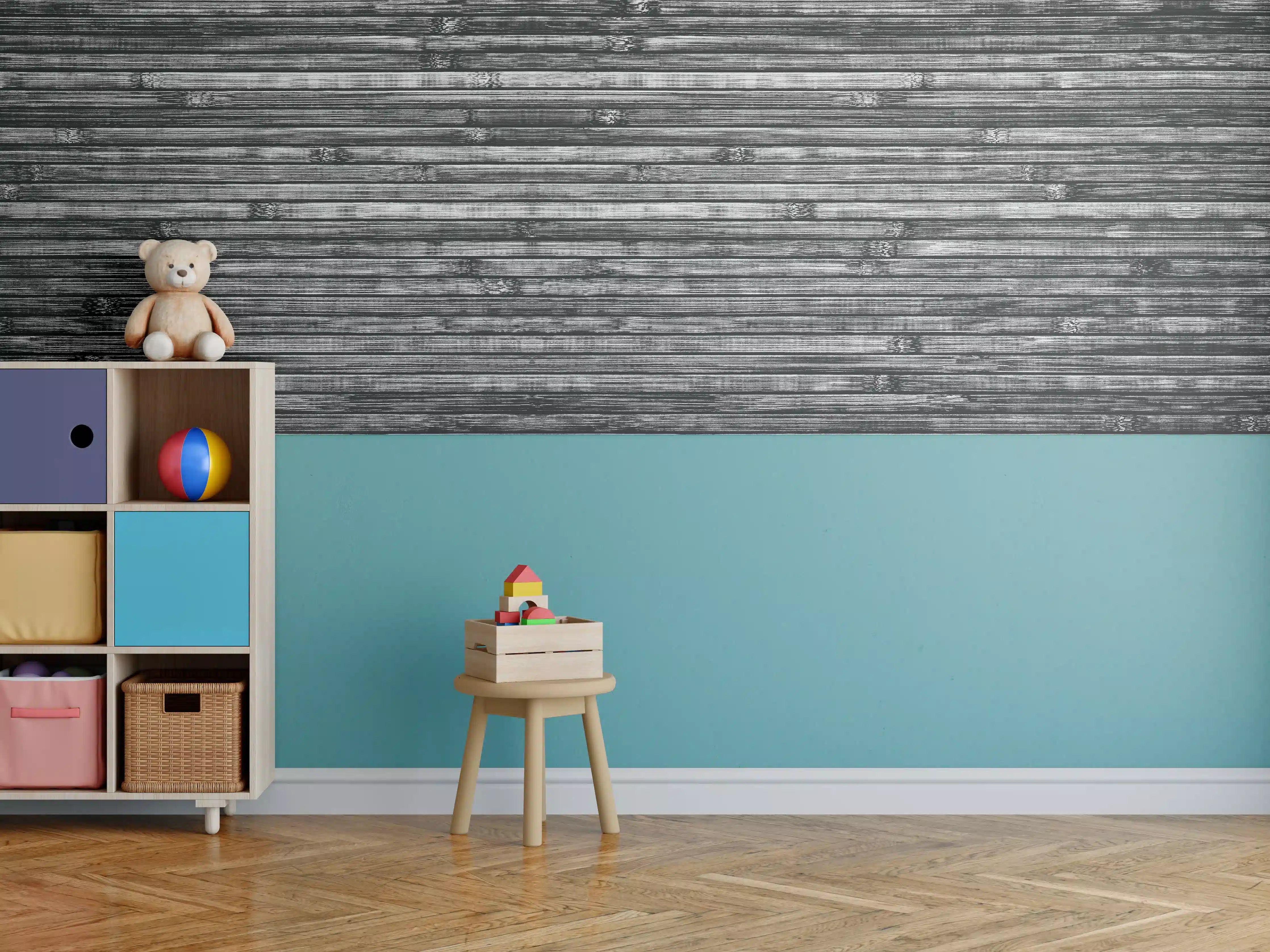 Kinderzimmer Wandgestaltung - Breite schwarze und weiße hölzerne Hintergrund