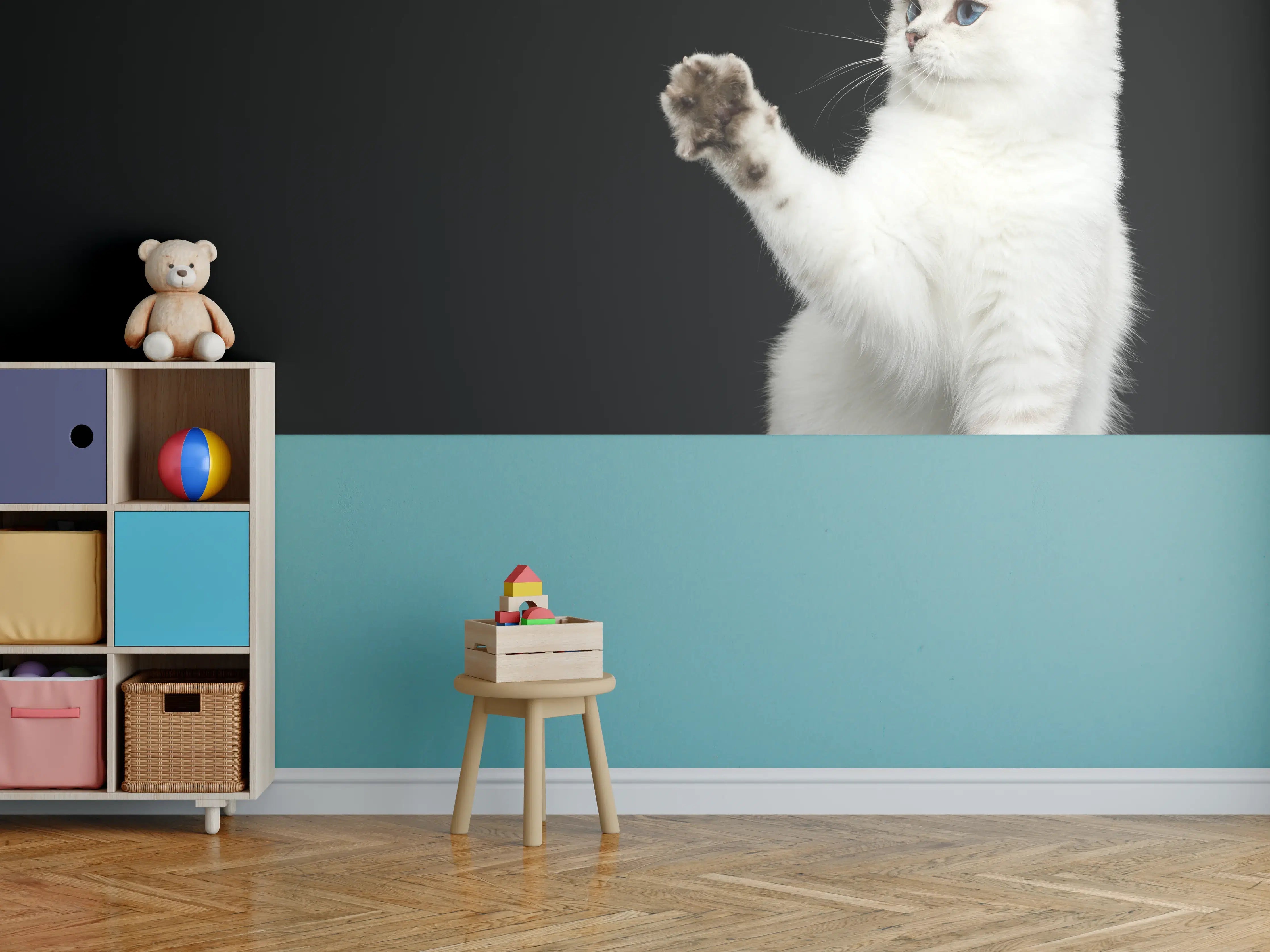 Kinderzimmer Wandgestaltung - British weiße Katze