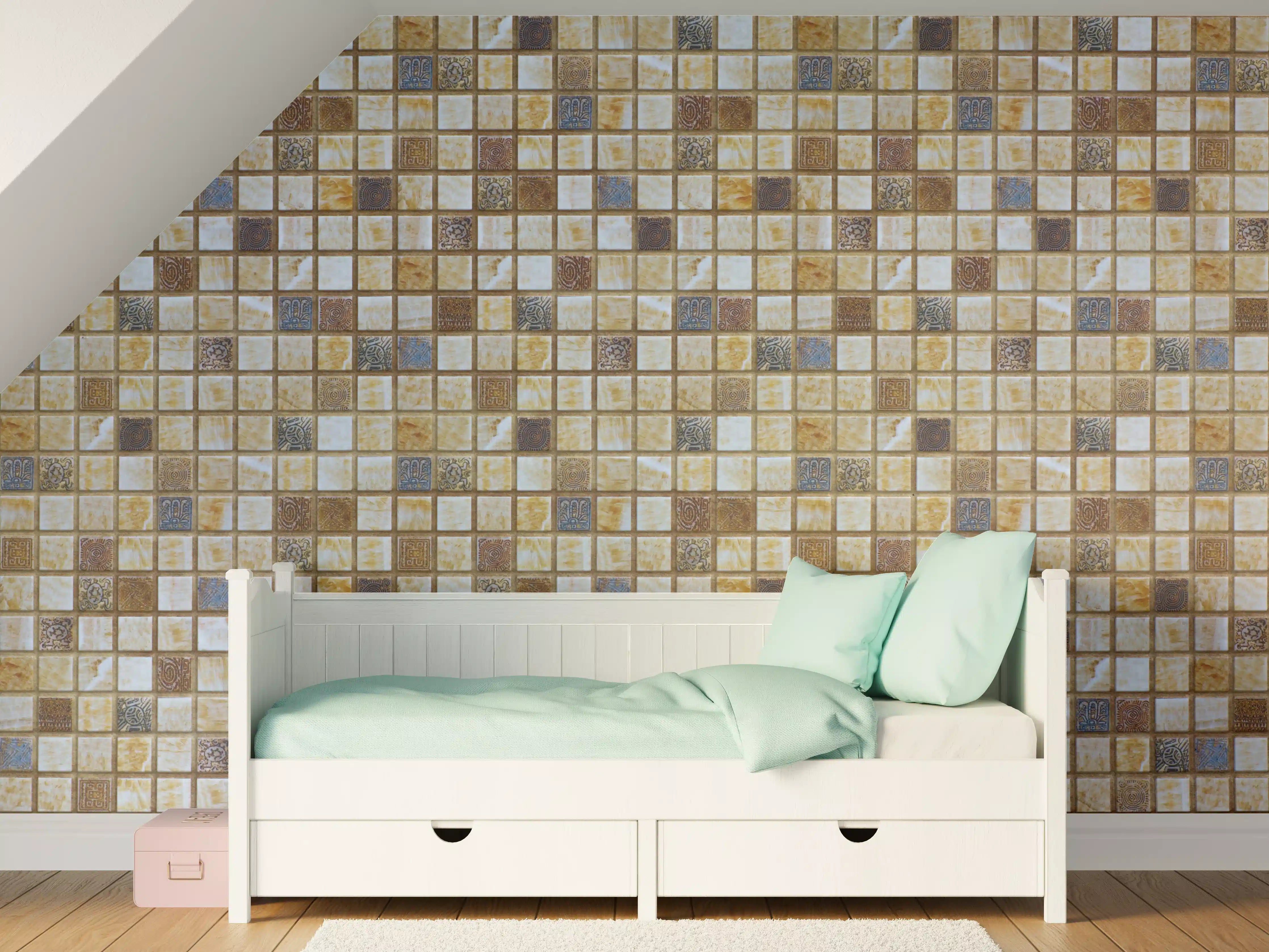 Kinderzimmer Wandgestaltung - Bunt Mosaik Fliesen Design