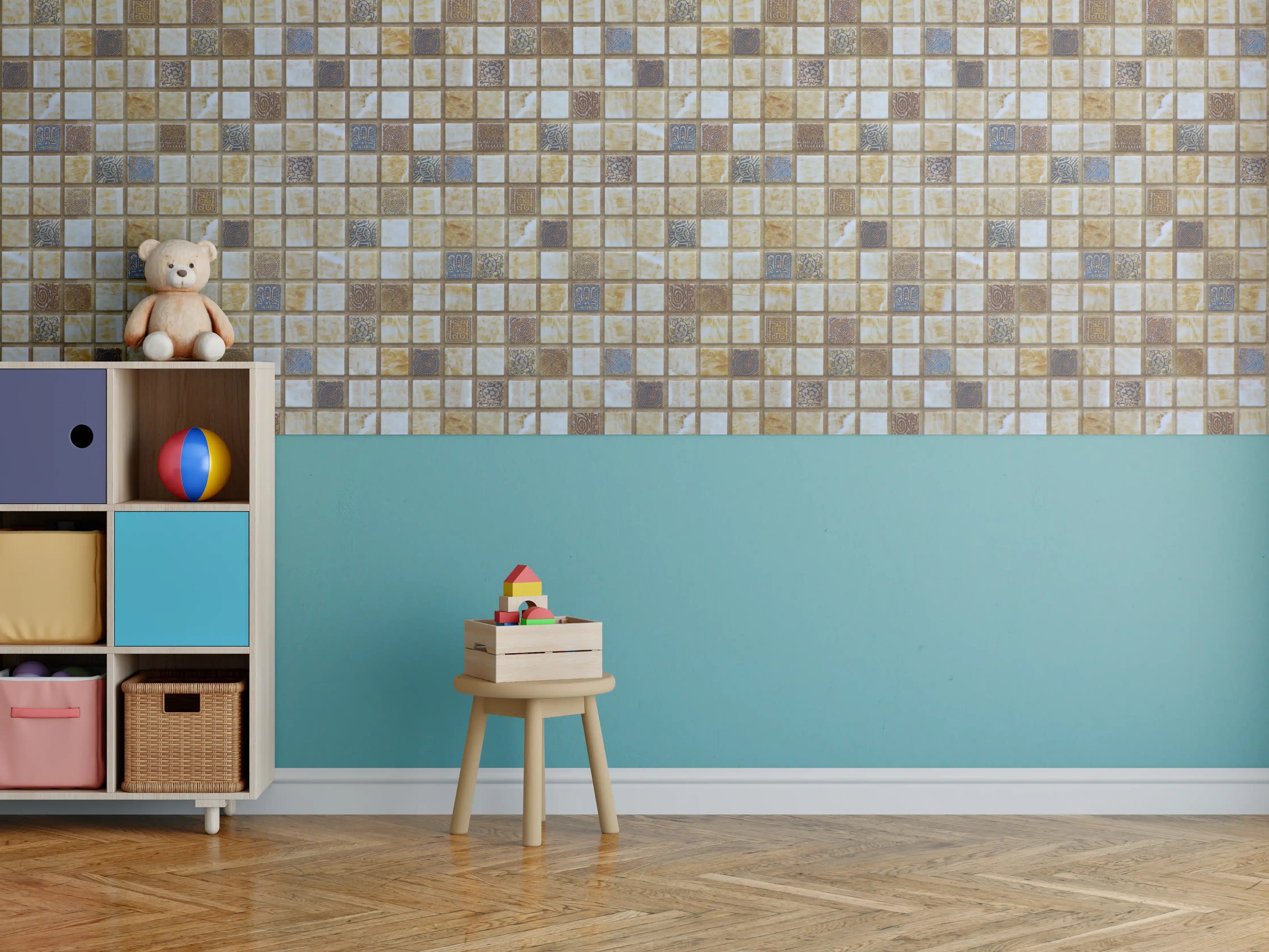 Kinderzimmer Wandgestaltung - Bunt Mosaik Fliesen Design