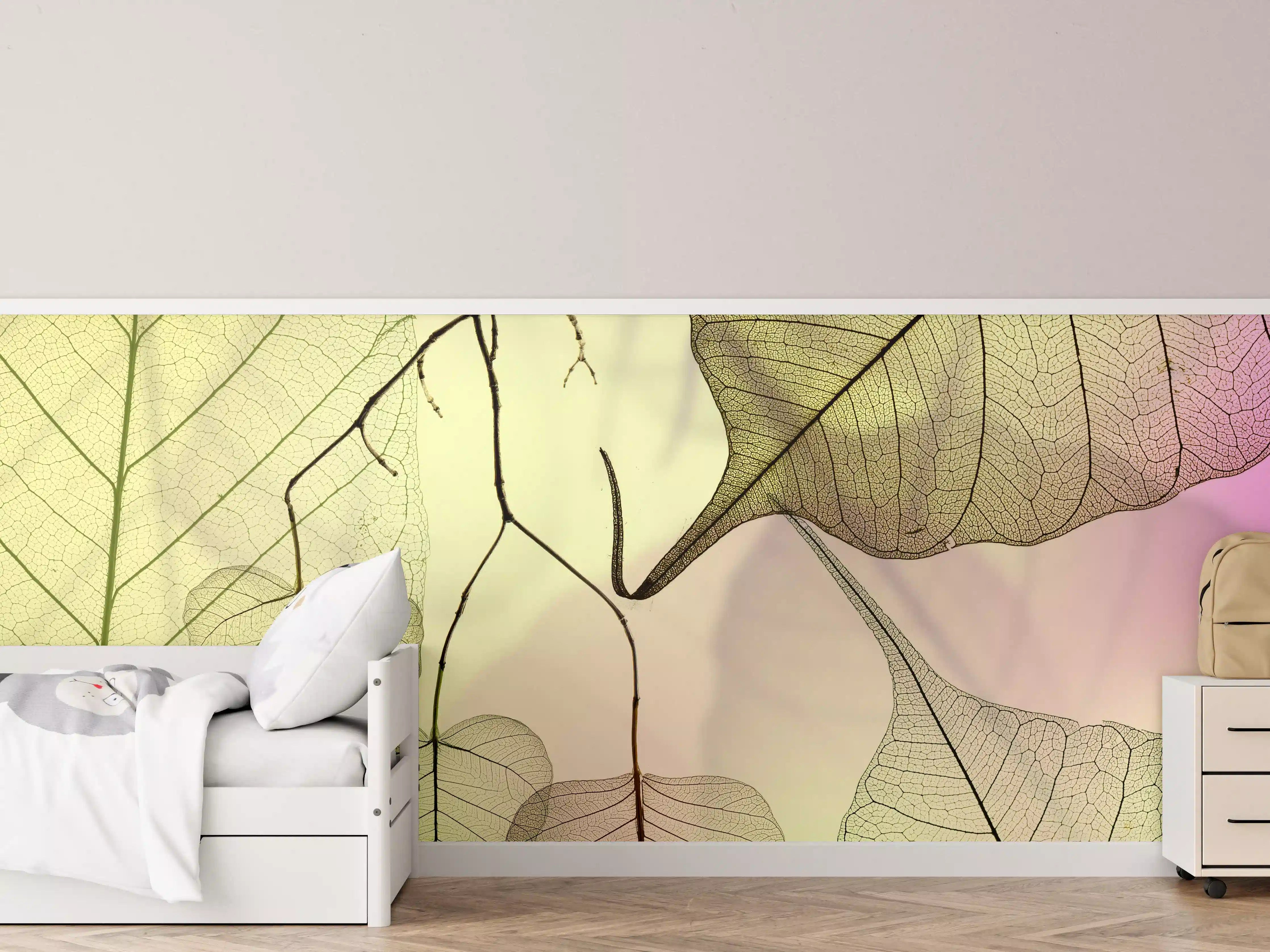 Kinderzimmer Wandgestaltung - Bunt Veinige Blatttextur Makro