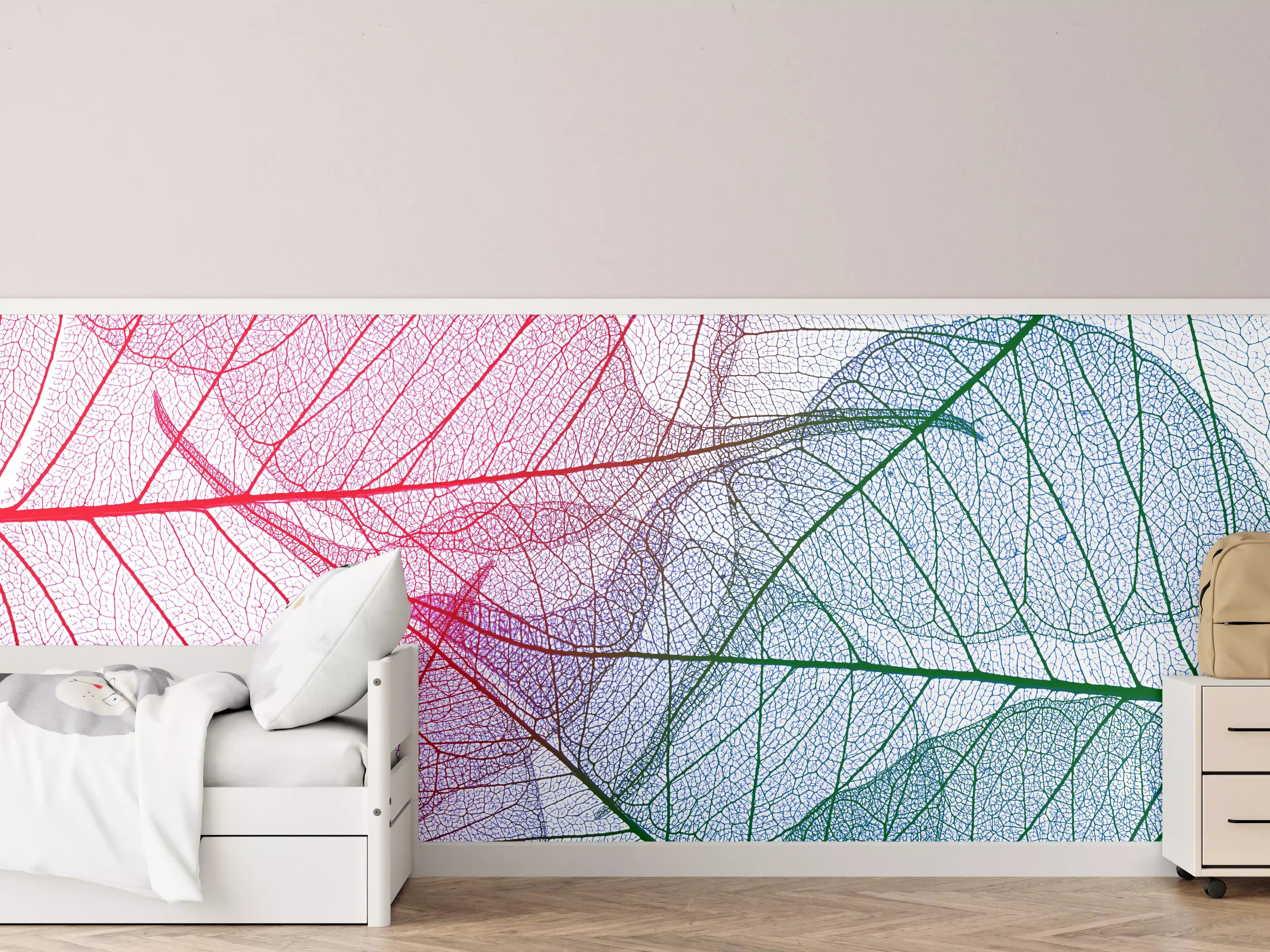 Kinderzimmer Wandgestaltung - Bunte Blattadern Textur