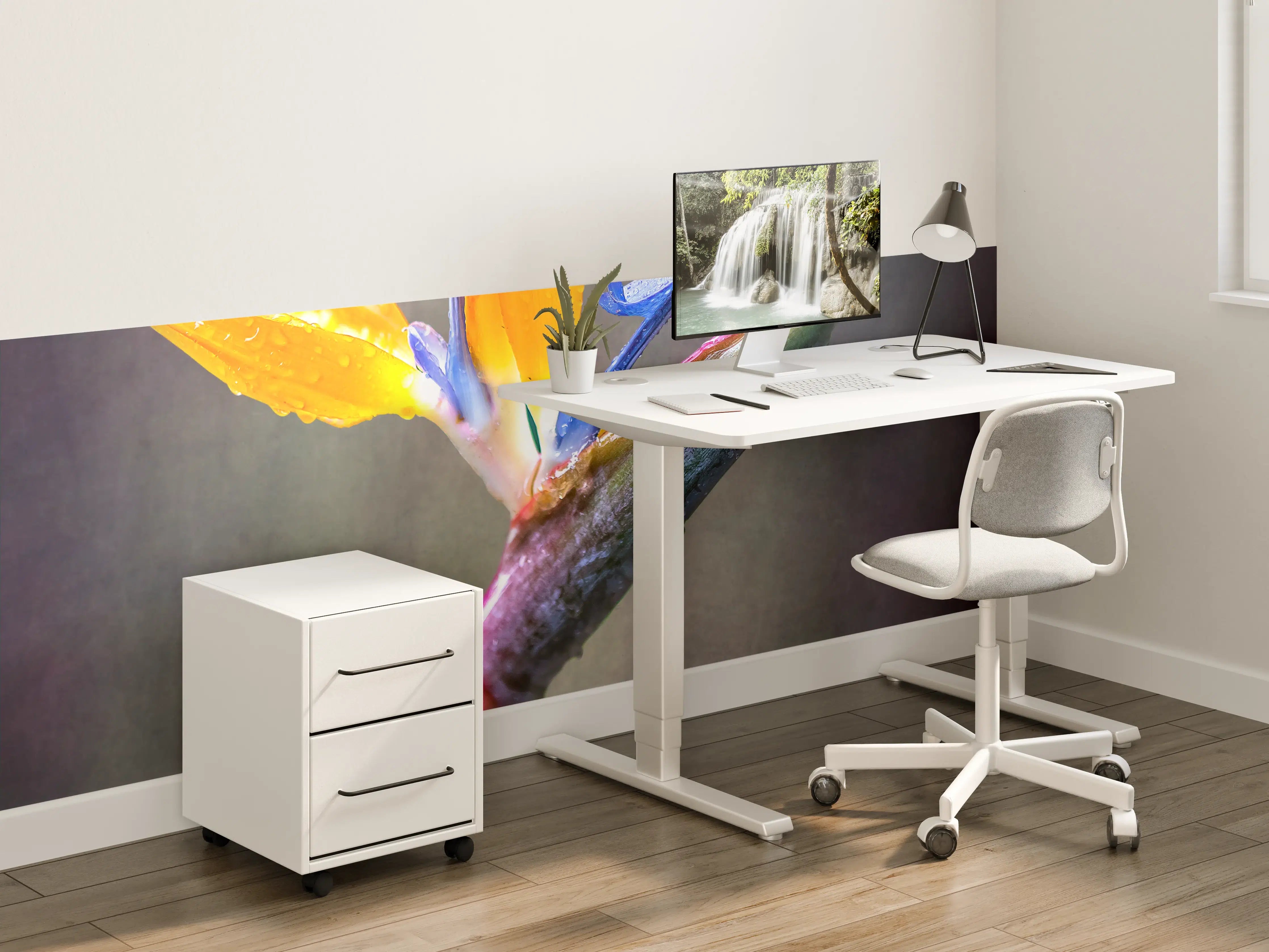 Kinderzimmer Wandgestaltung - Bunte Blume mit farbenfrohen Blütenblättern