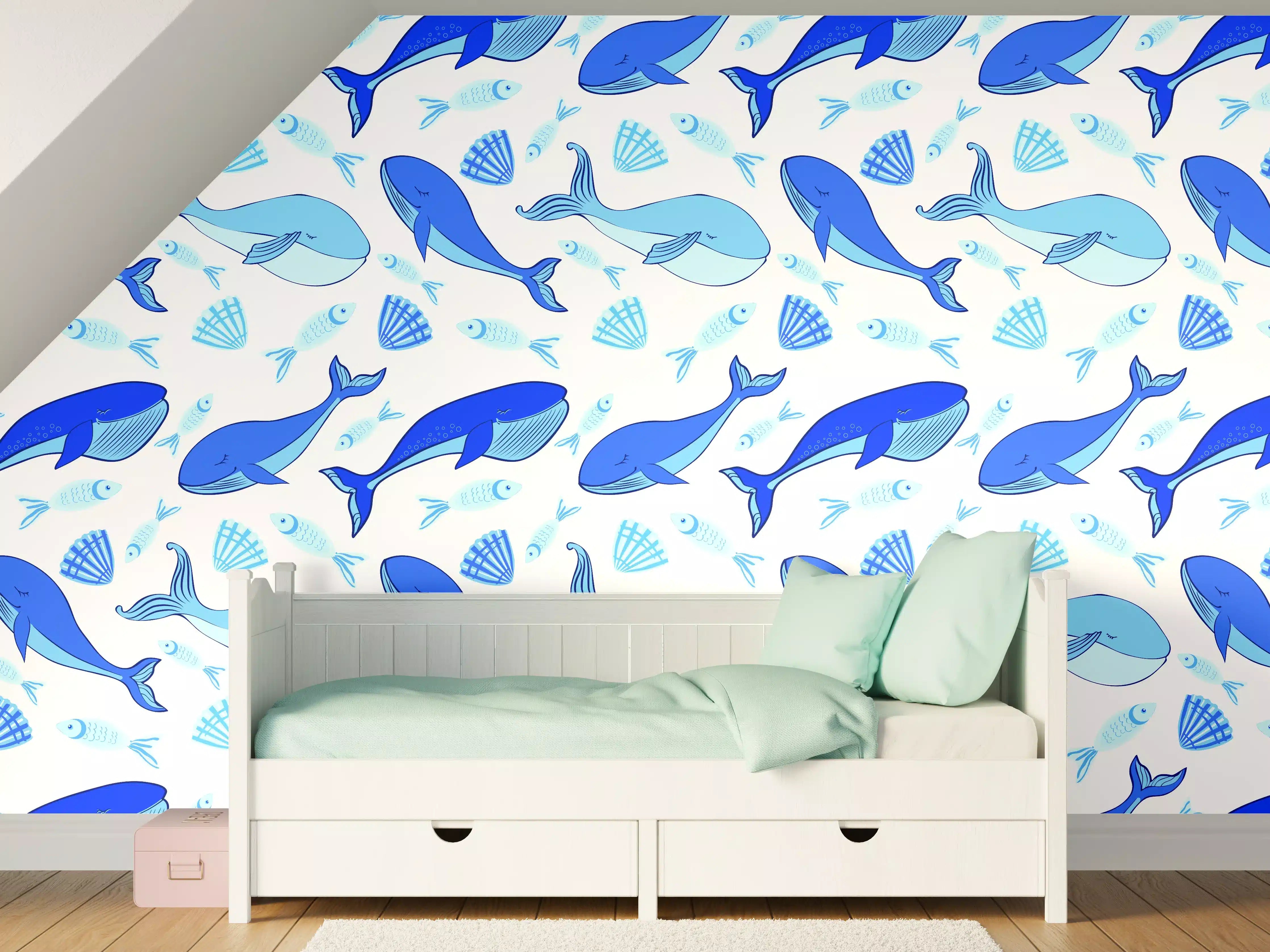 Kinderzimmer Wandgestaltung - Bunte Delfin-Welt mit Meeresmotiven