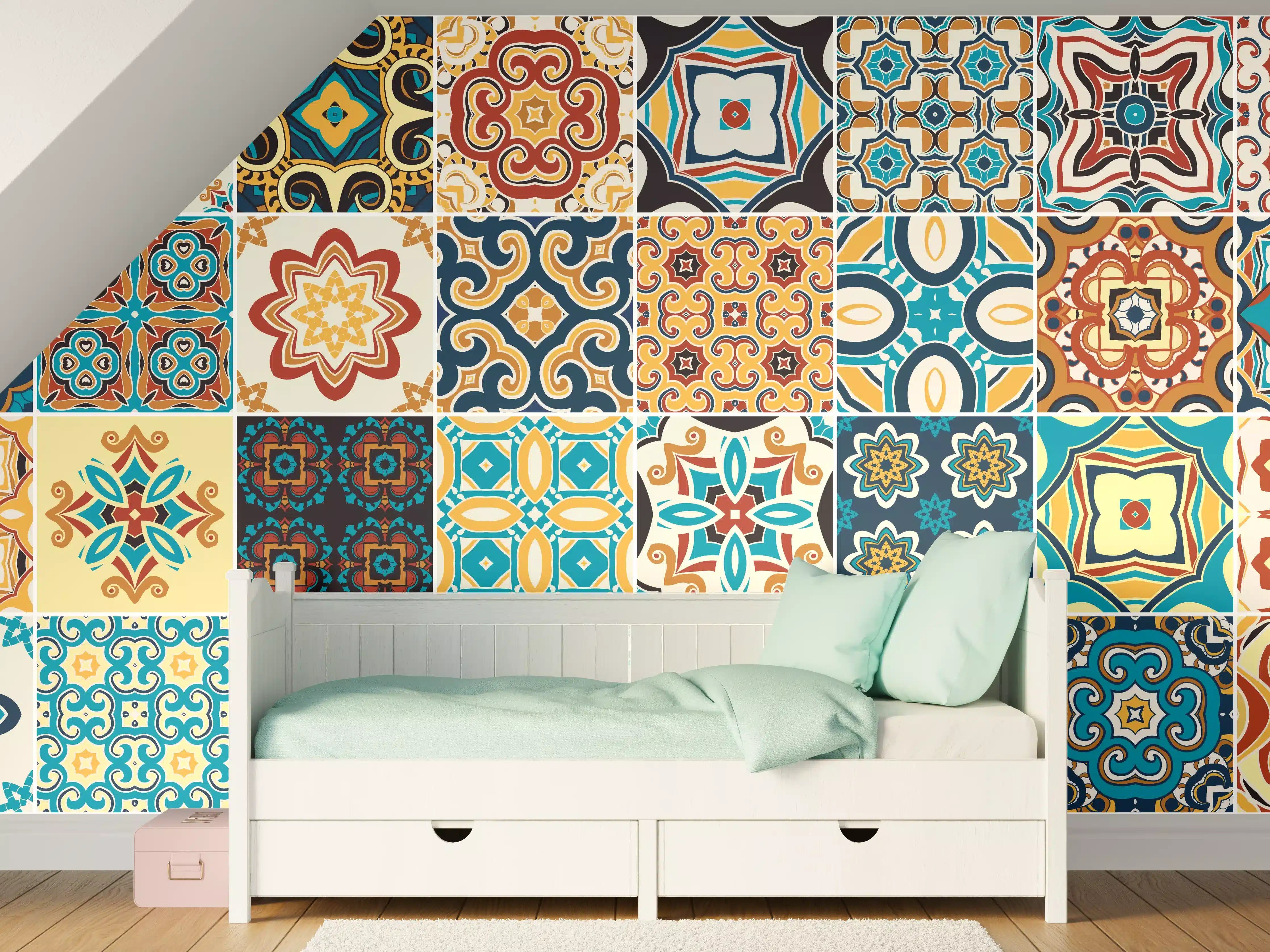 Kinderzimmer Wandgestaltung - Bunte Fliesen Mosaik Designs