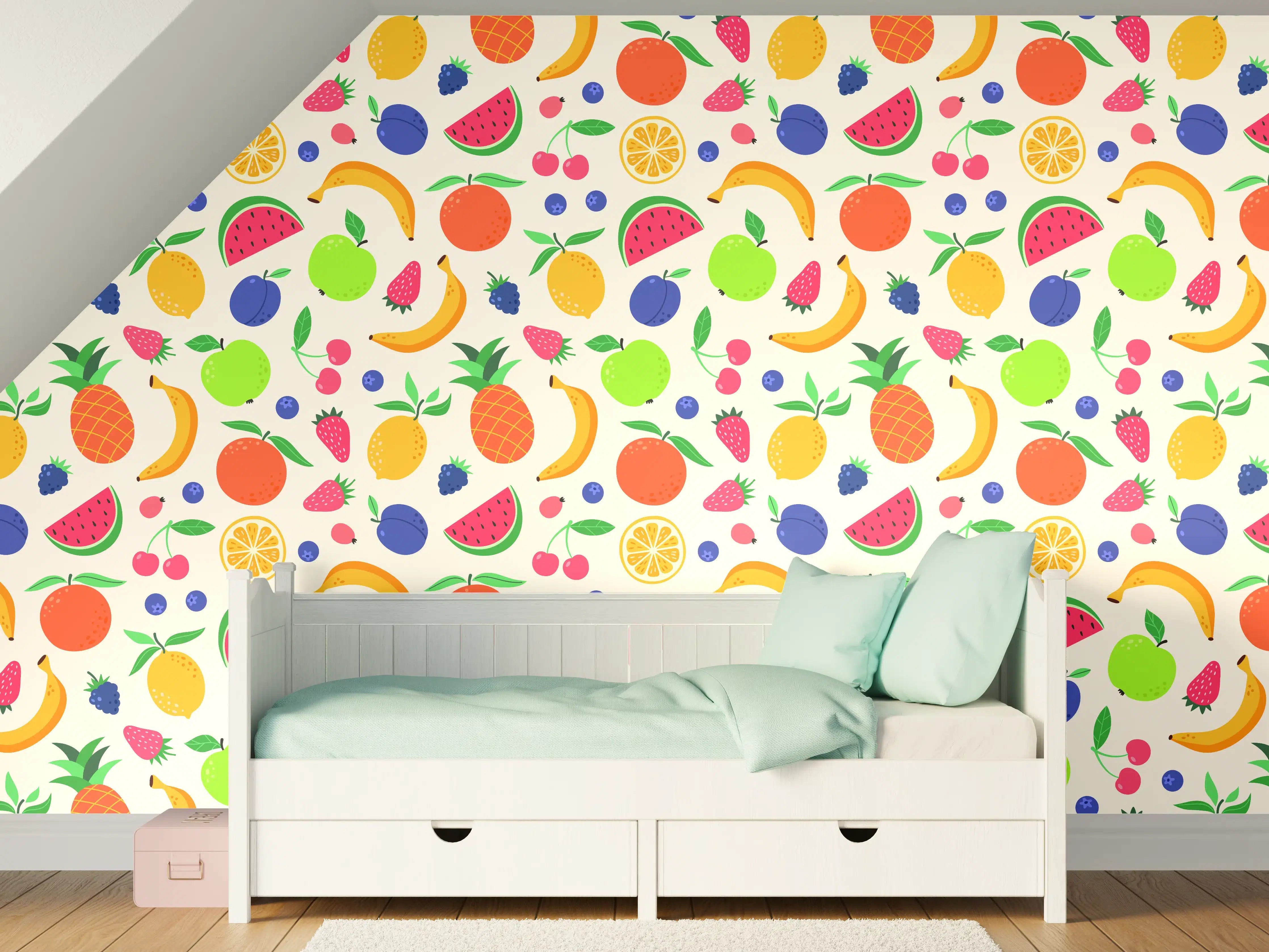 Kinderzimmer Wandgestaltung - Bunte Fruchtauswahl in fröhlichen Farben