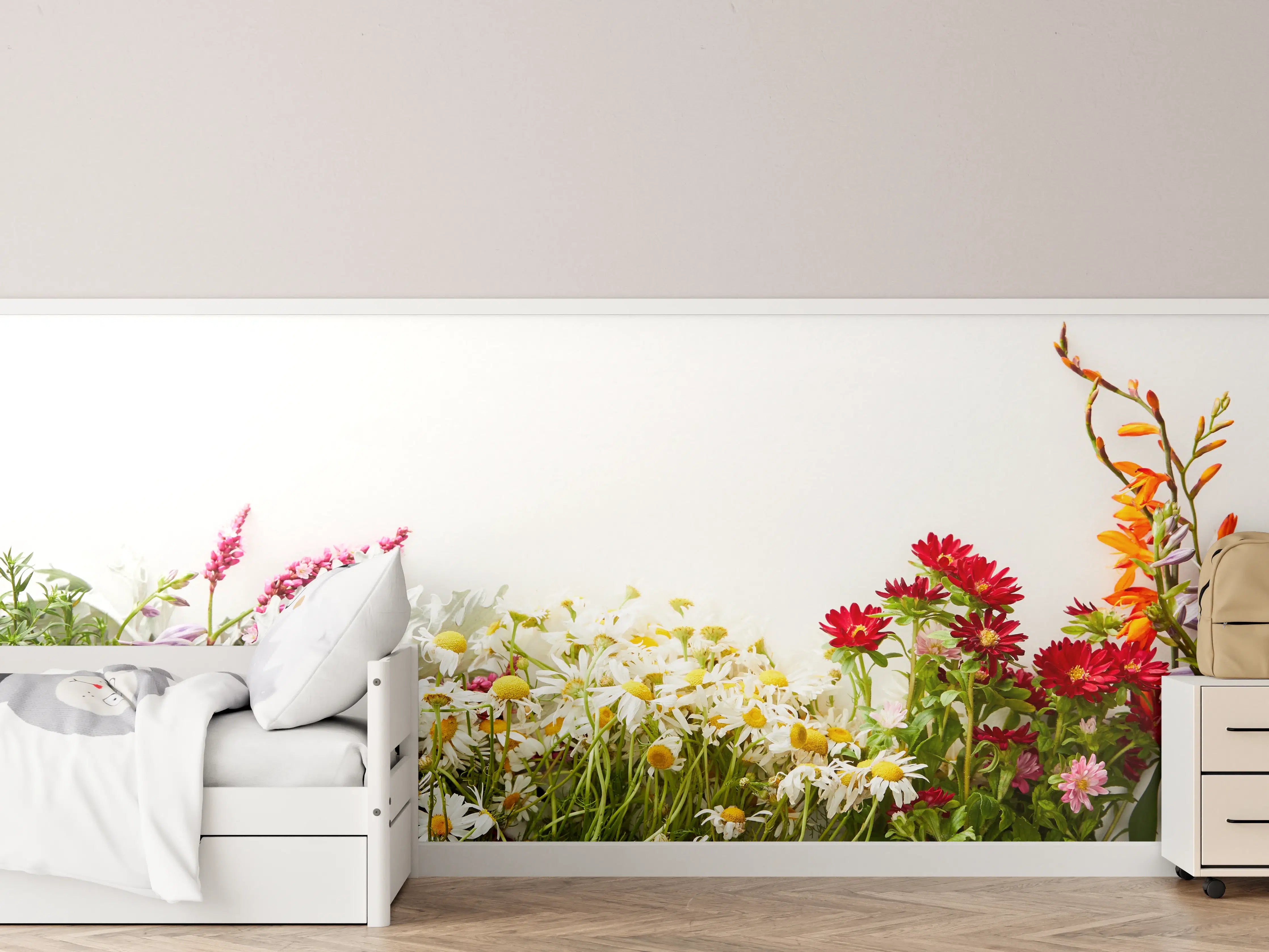 Kinderzimmer Wandgestaltung - Bunte Frühlingswiese mit Wildblumen