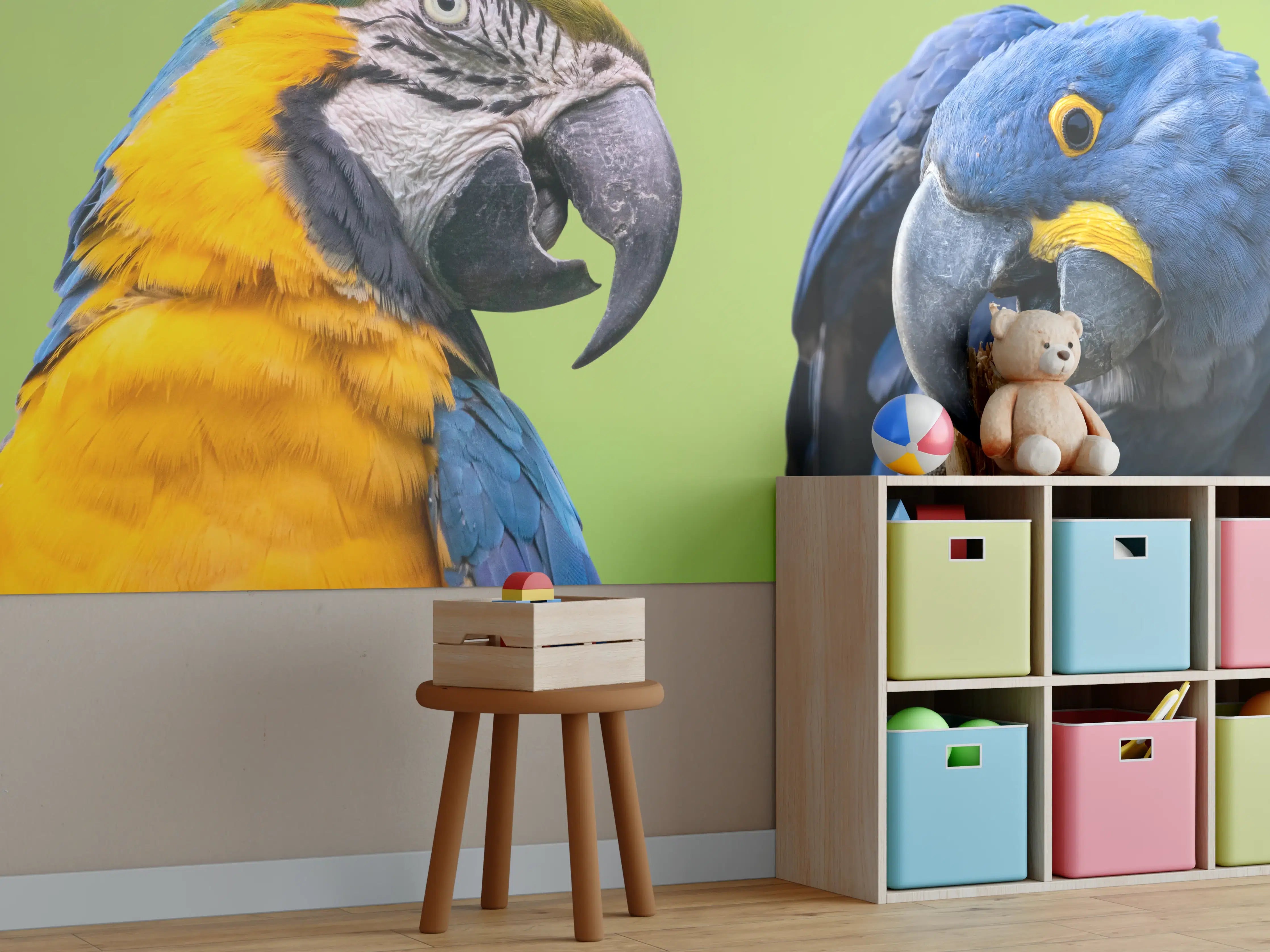 Kinderzimmer Wandgestaltung - Bunte Gruppe von Aras