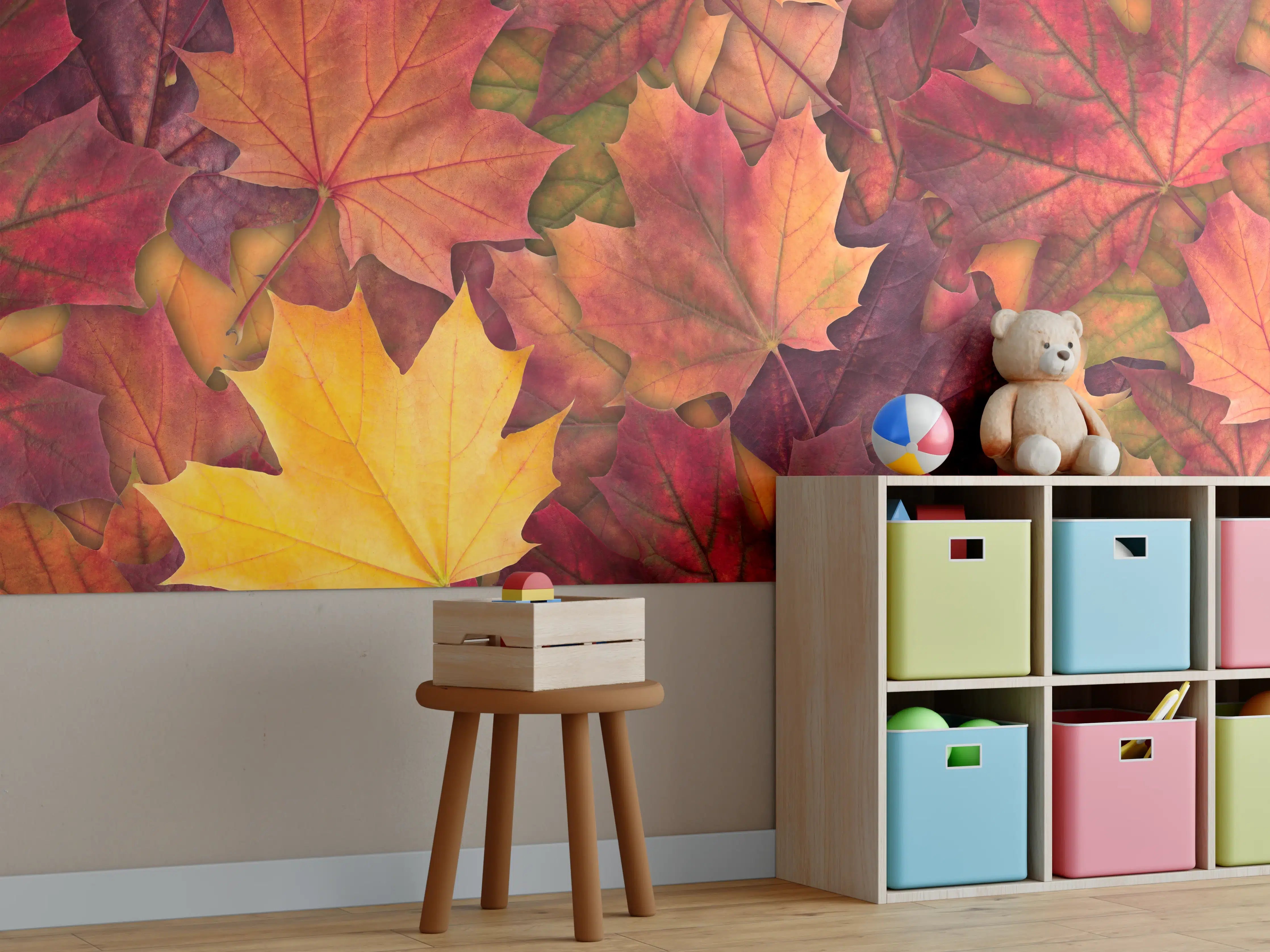 Kinderzimmer Wandgestaltung - Bunte Herbst Ahornbaum Blätter