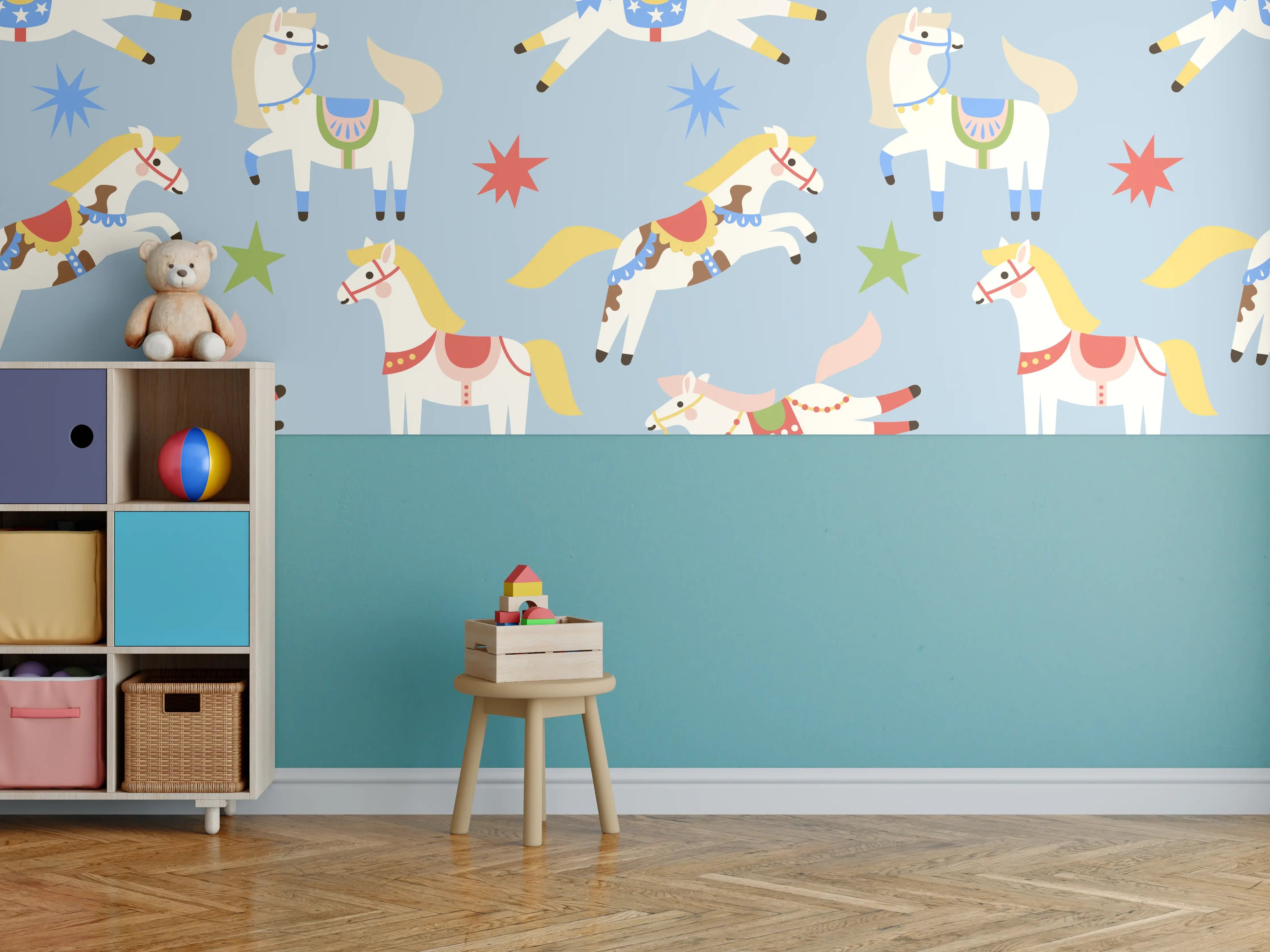 Kinderzimmer Wandgestaltung - Bunte Hobbymaler mit Pinsel und Farben