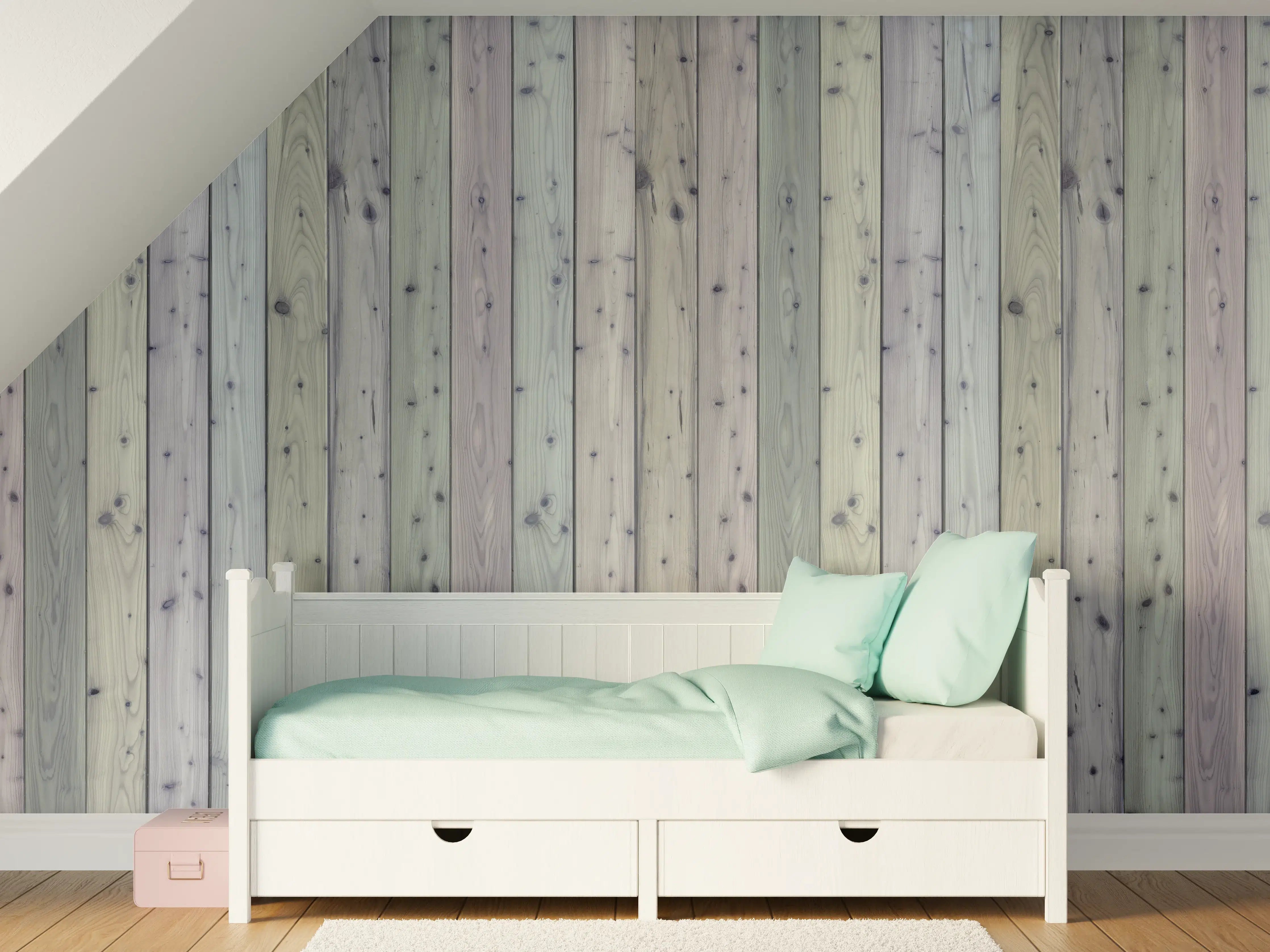 Kinderzimmer Wandgestaltung - Bunte Holz Wand Textur