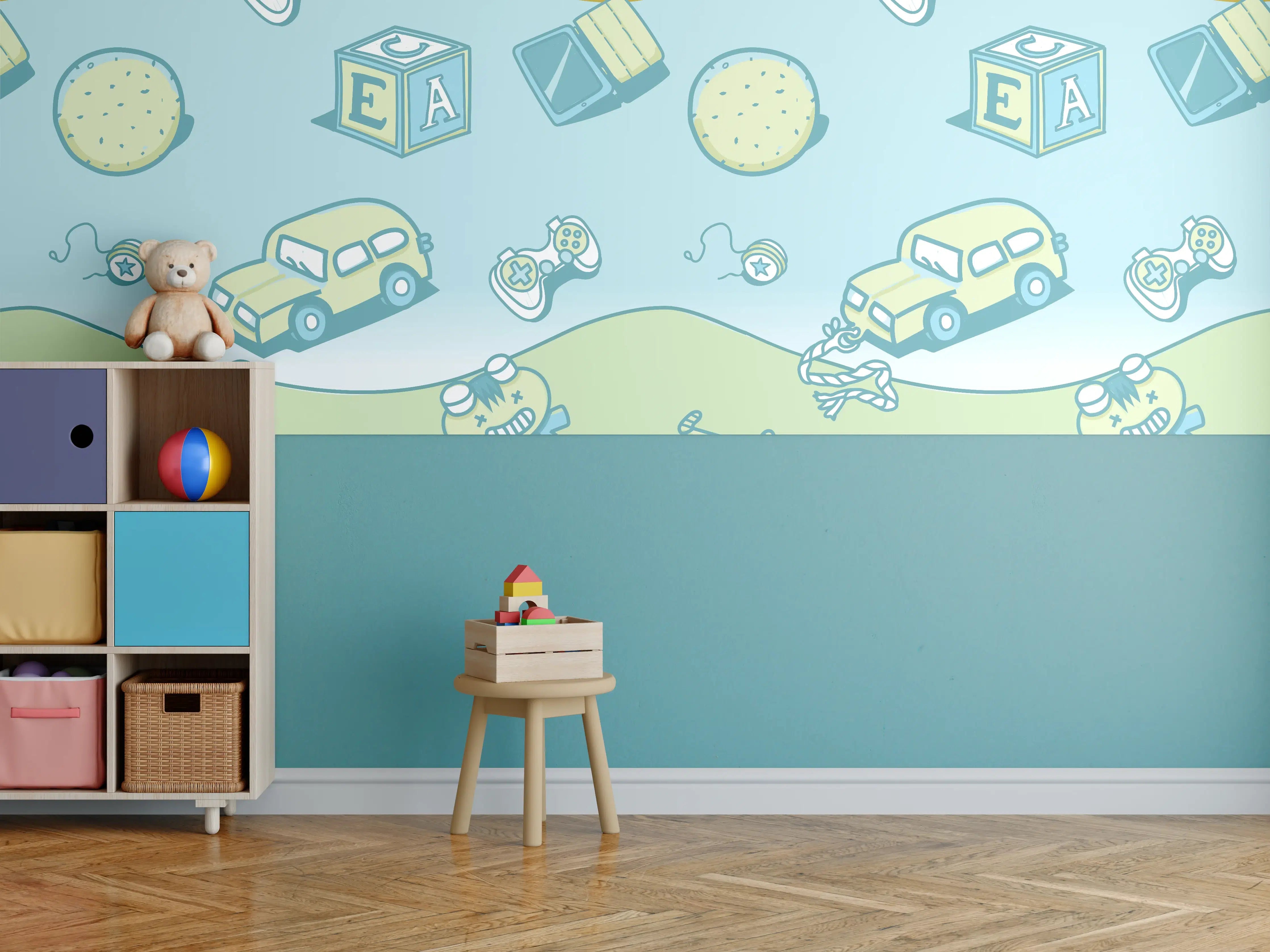 Kinderzimmer Wandgestaltung - Bunte Kinderzimmer Fahrzeugmotive