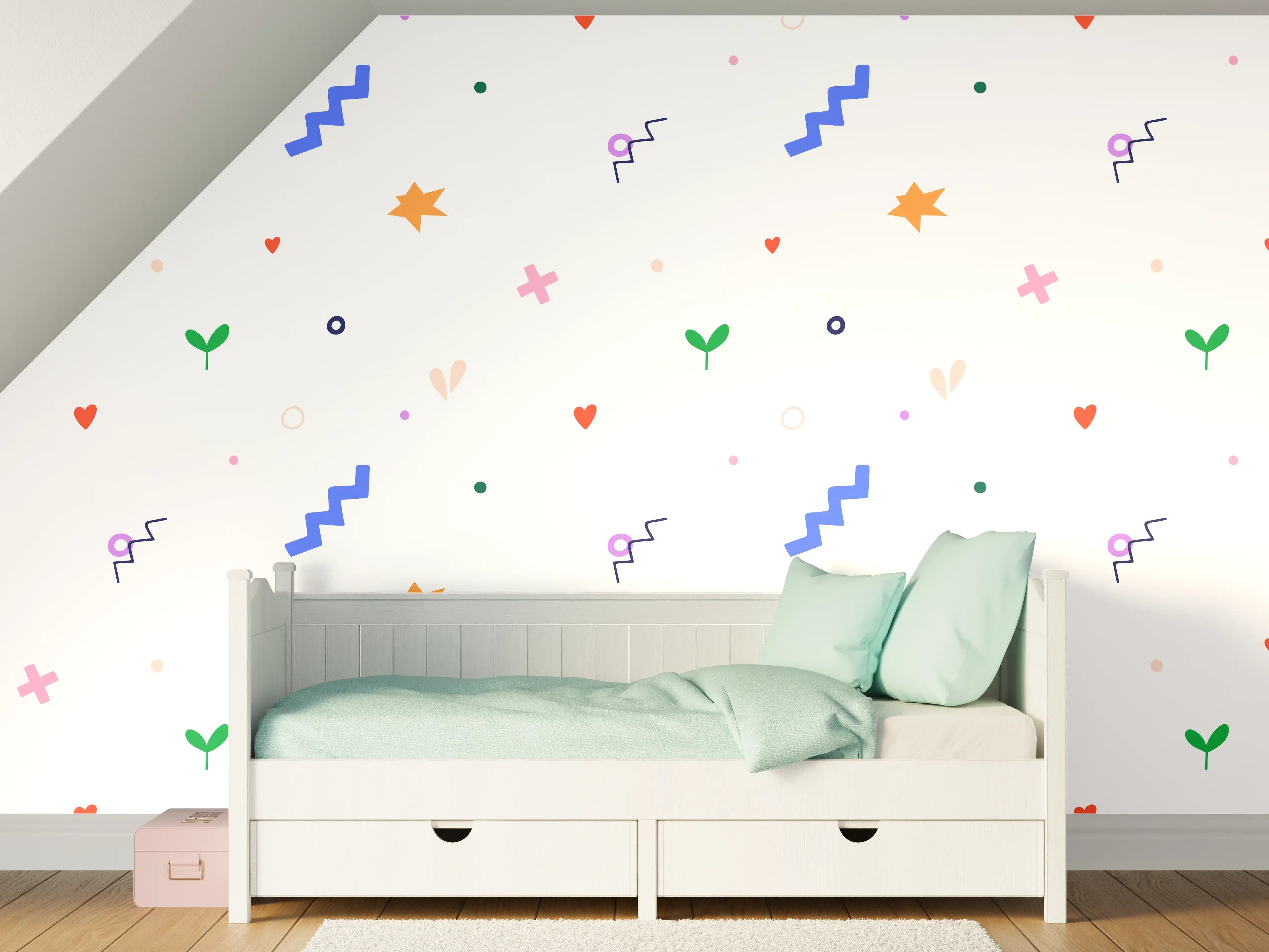 Kinderzimmer Wandgestaltung - Bunte Konfetti-Textur mit Pastellfarben