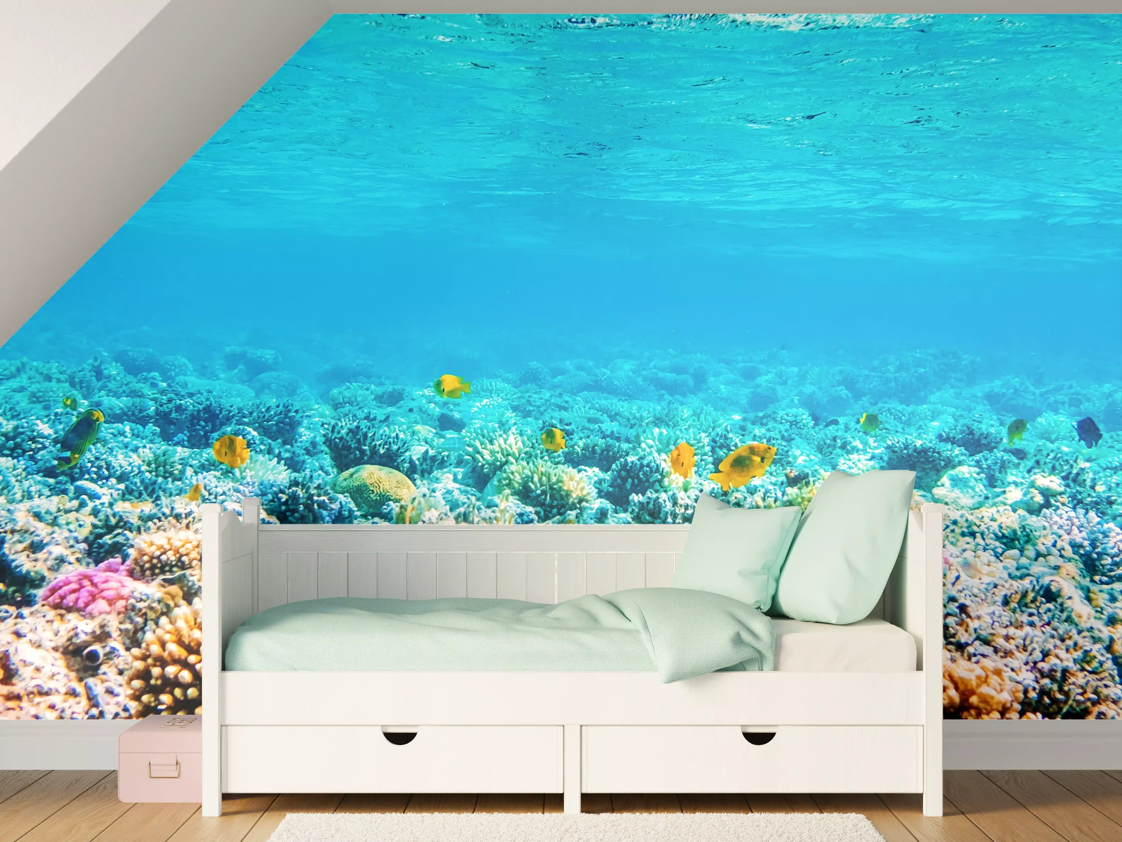 Kinderzimmer Wandgestaltung - Bunte Korallenriff-Unterwasserlandschaft