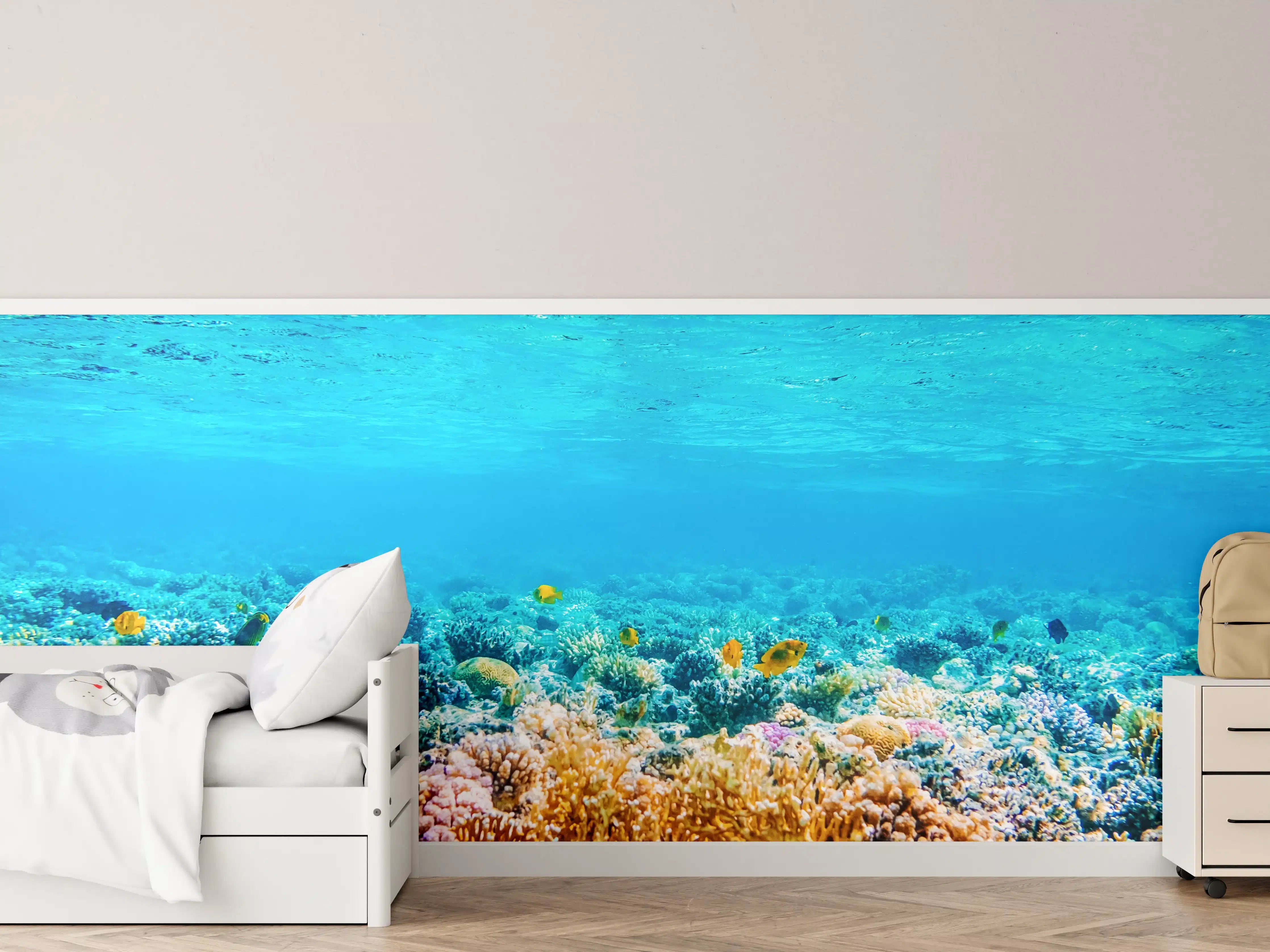 Kinderzimmer Wandgestaltung - Bunte Korallenriff-Unterwasserlandschaft