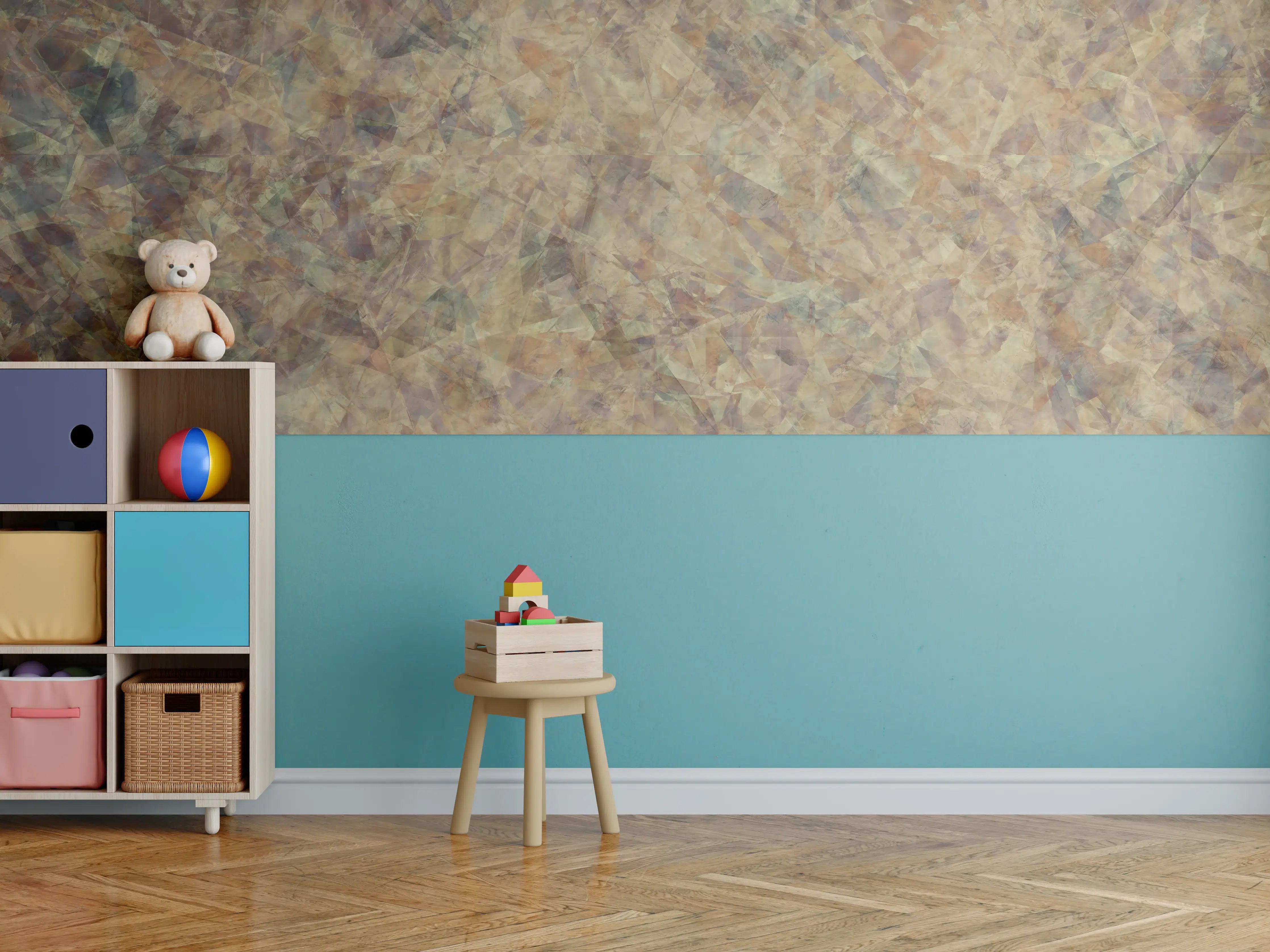 Kinderzimmer Wandgestaltung - Bunte Kristallförmige Wandtextur