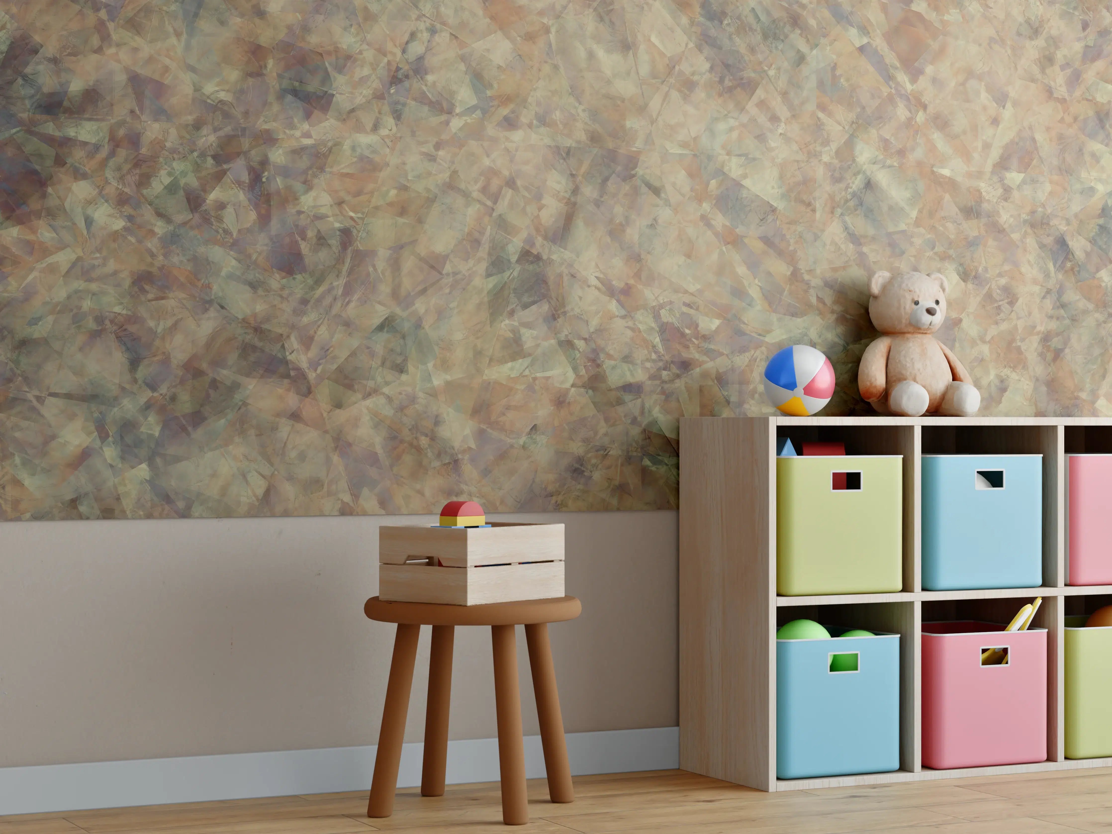 Kinderzimmer Wandgestaltung - Bunte Kristallförmige Wandtextur