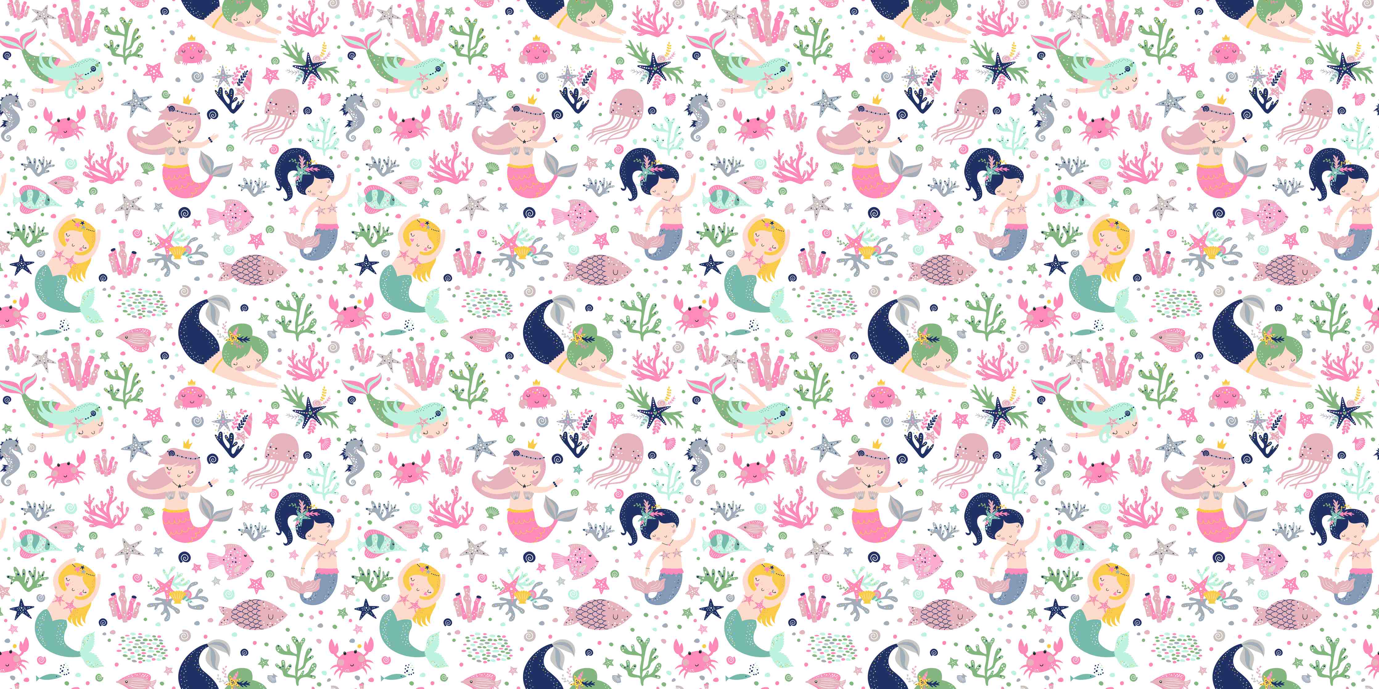 Kinderzimmer Wandgestaltung-Bunte Meerjungfrauen & Meereswelt