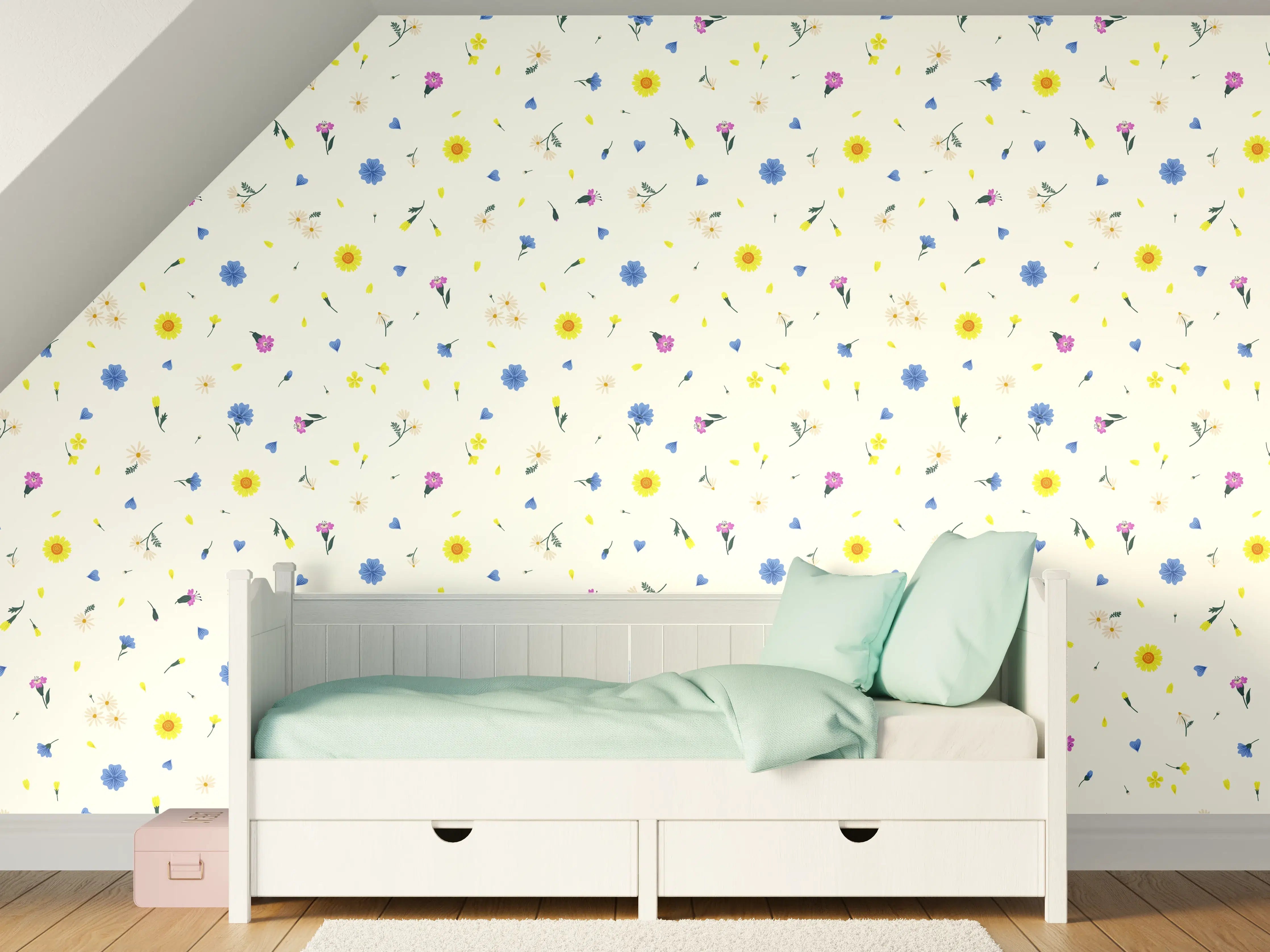 Kinderzimmer Wandgestaltung - Bunte Punktmuster mit hellem Hintergrund