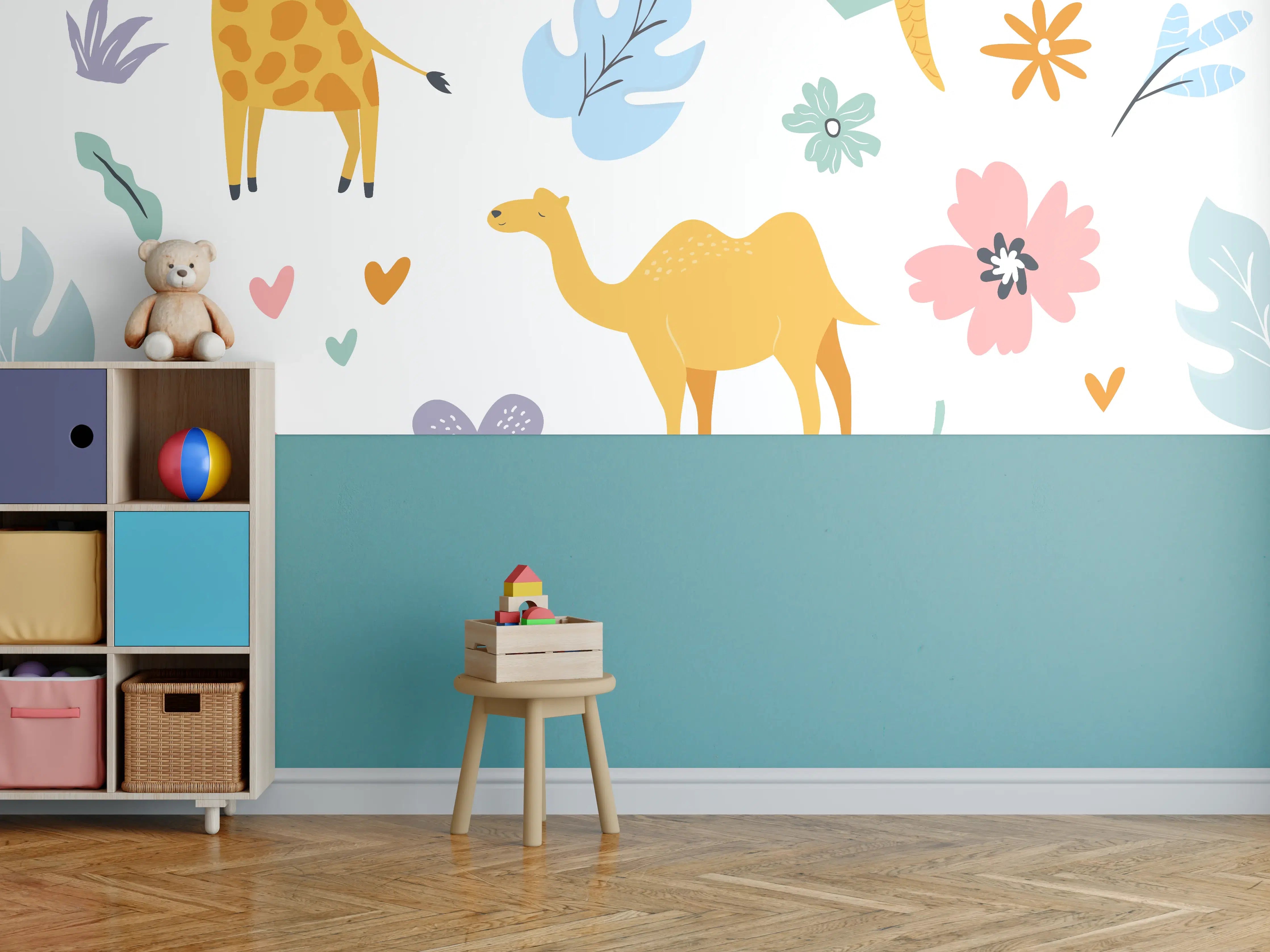 Kinderzimmer Wandgestaltung - Bunte Tierillustrationen