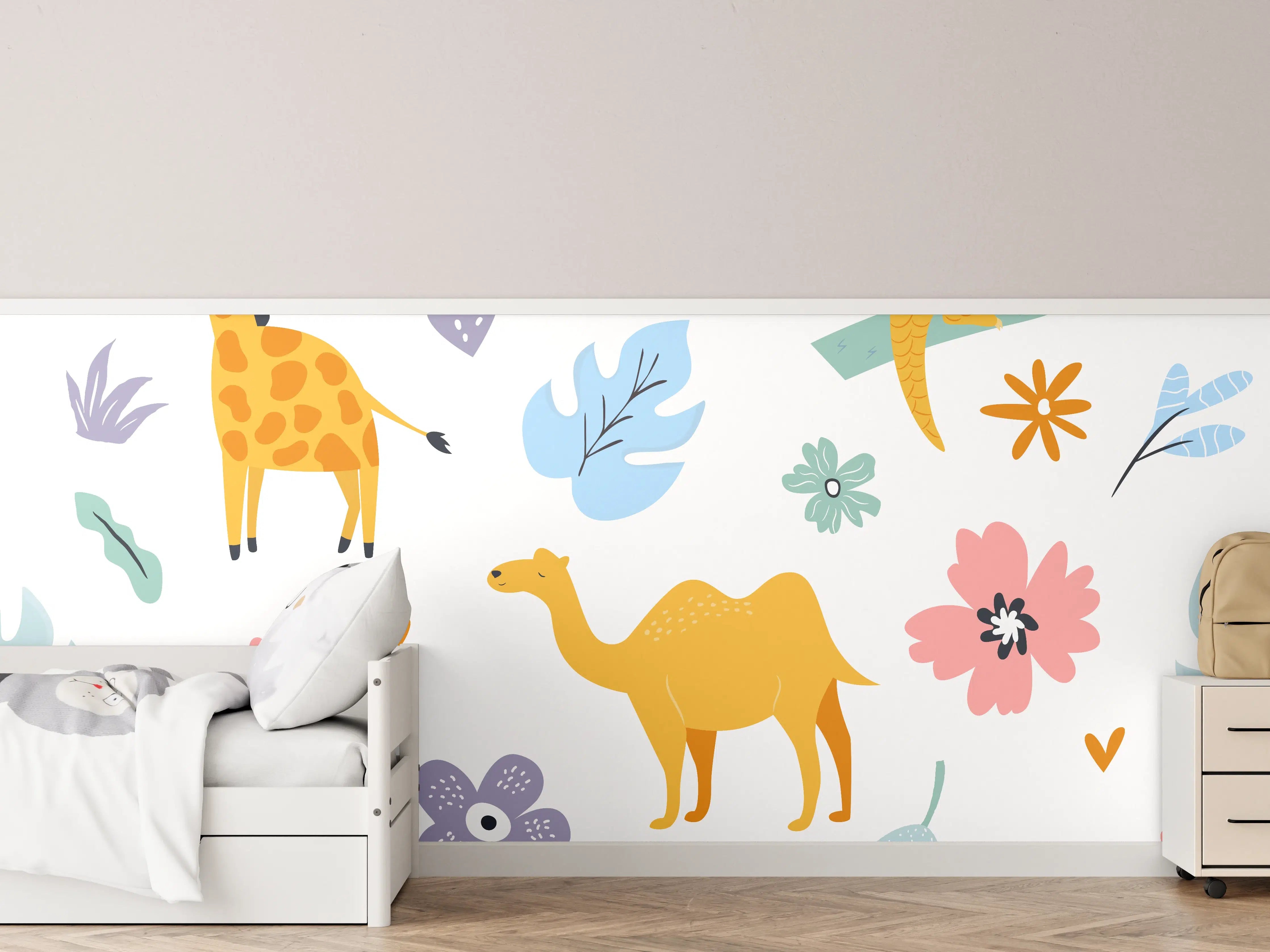 Kinderzimmer Wandgestaltung - Bunte Tiermotive Kinderillustration