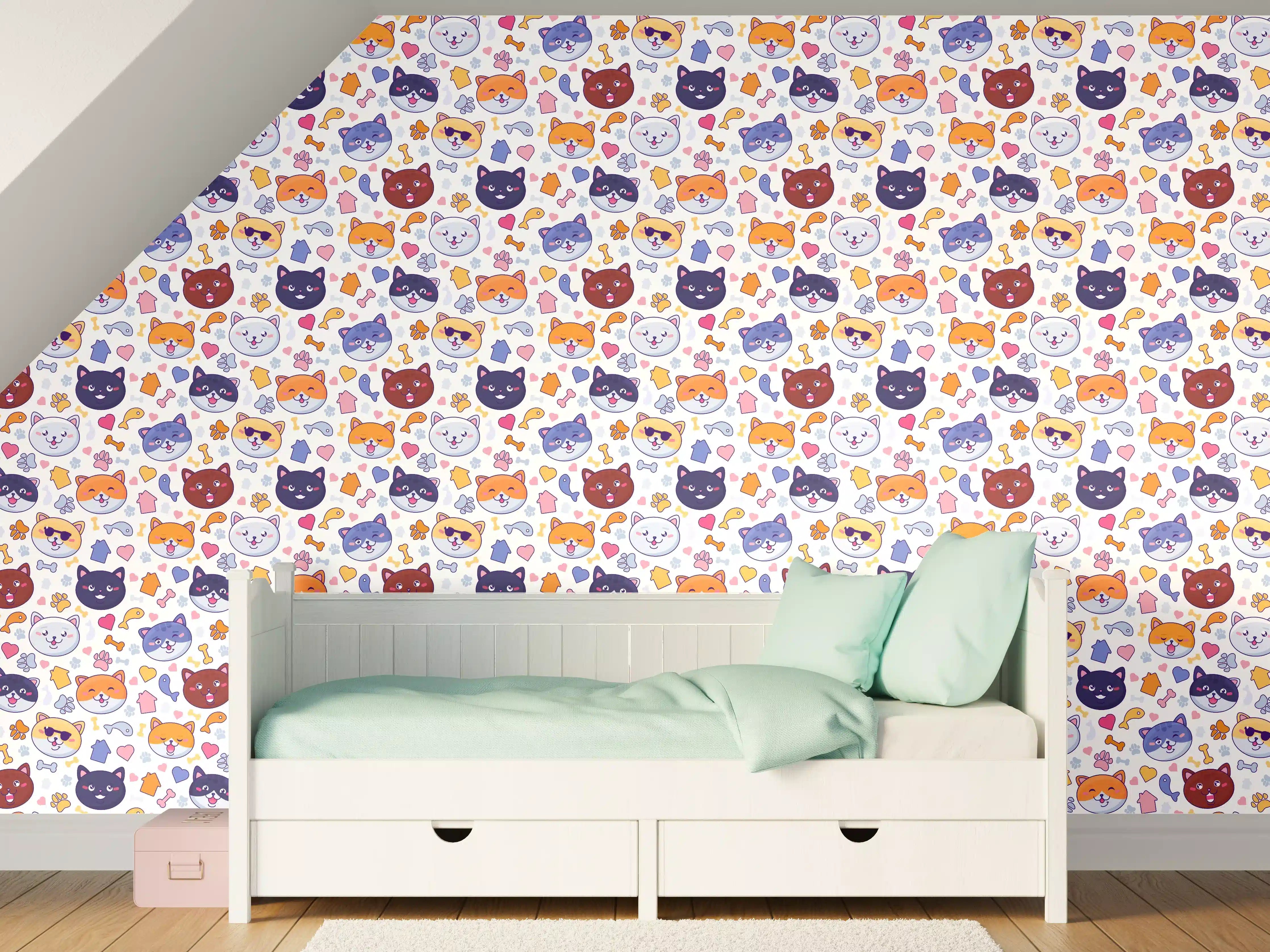 Kinderzimmer Wandgestaltung - Bunte Tiermuster mit verspieltem Design