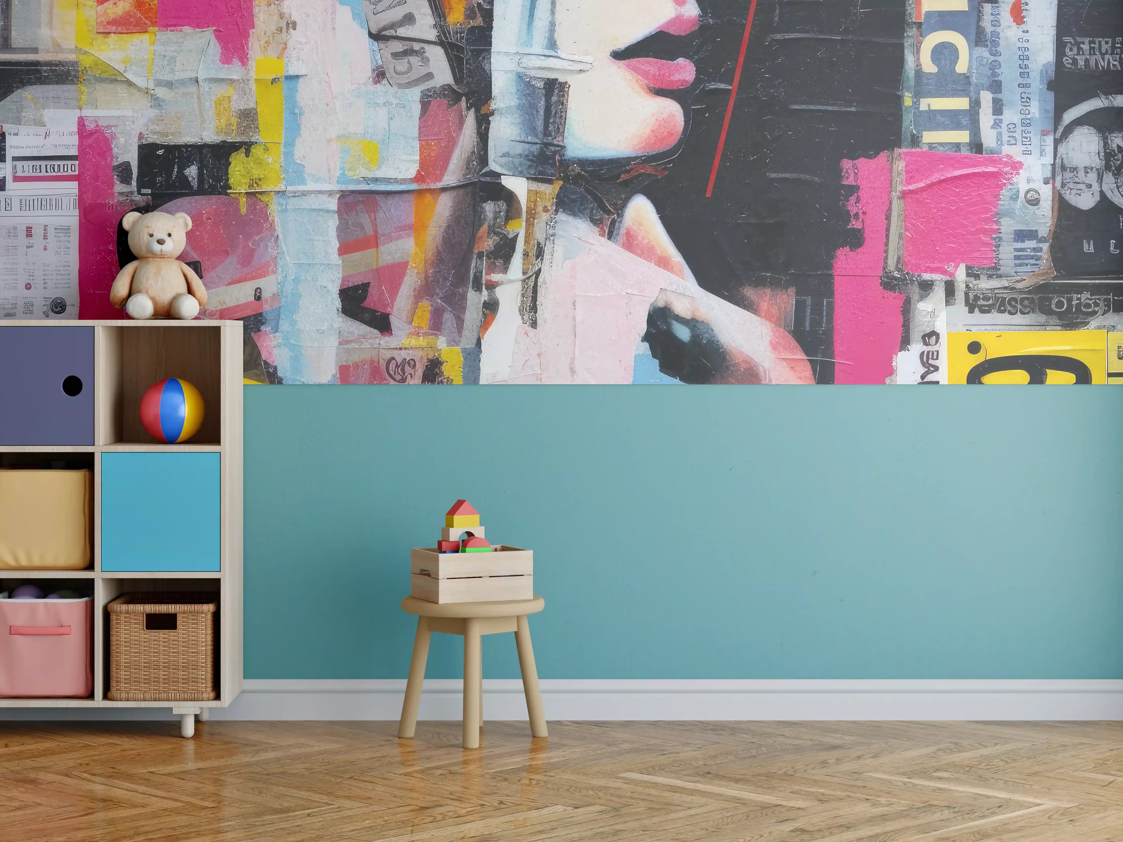 Kinderzimmer Wandgestaltung - Bunte Urban-Art-Kollage