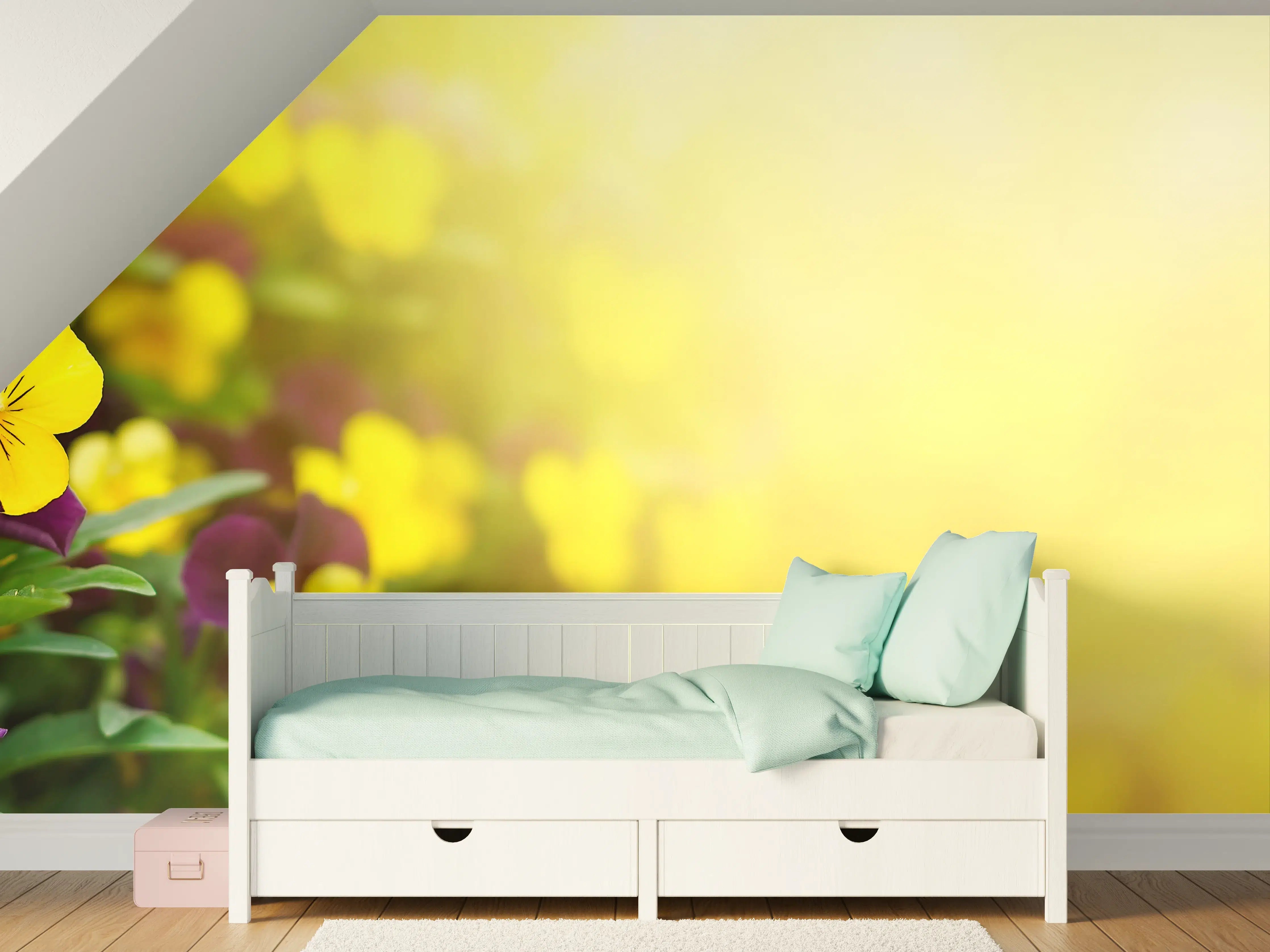 Kinderzimmer Wandgestaltung - Bunte Veilchen im Sonnenschein