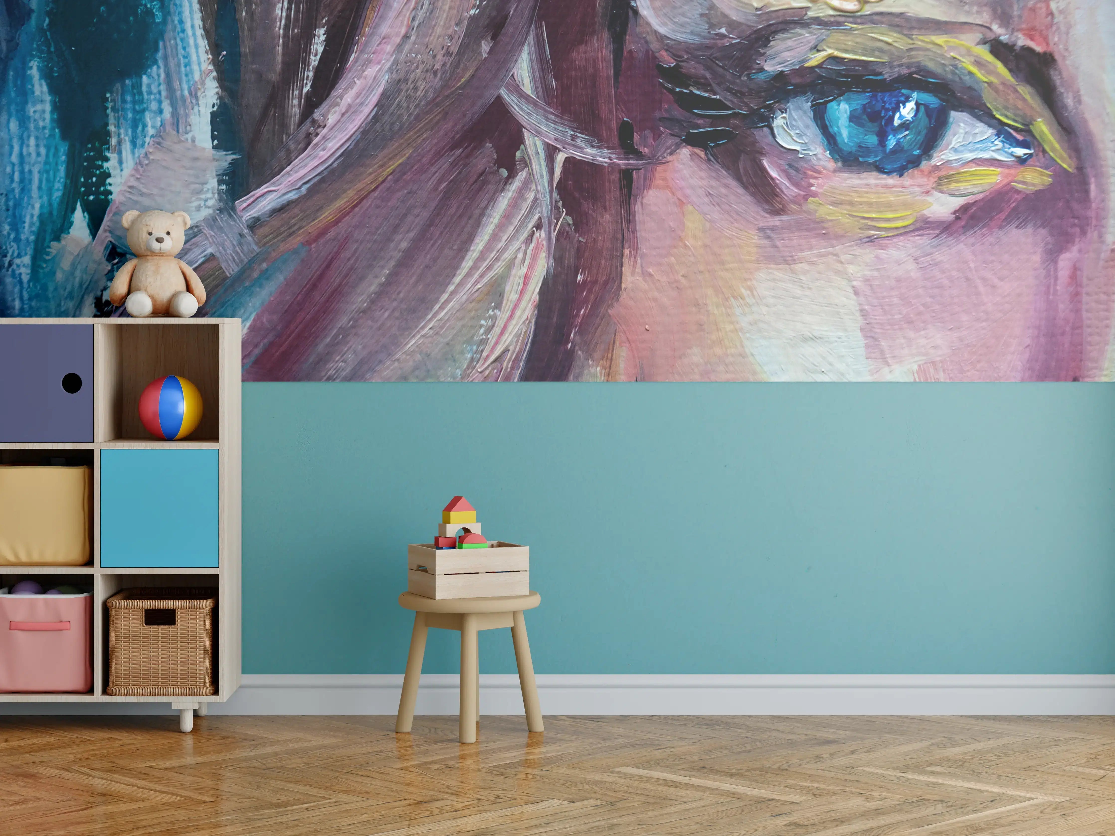 Kinderzimmer Wandgestaltung - Bunte expressive Portraitmalerei