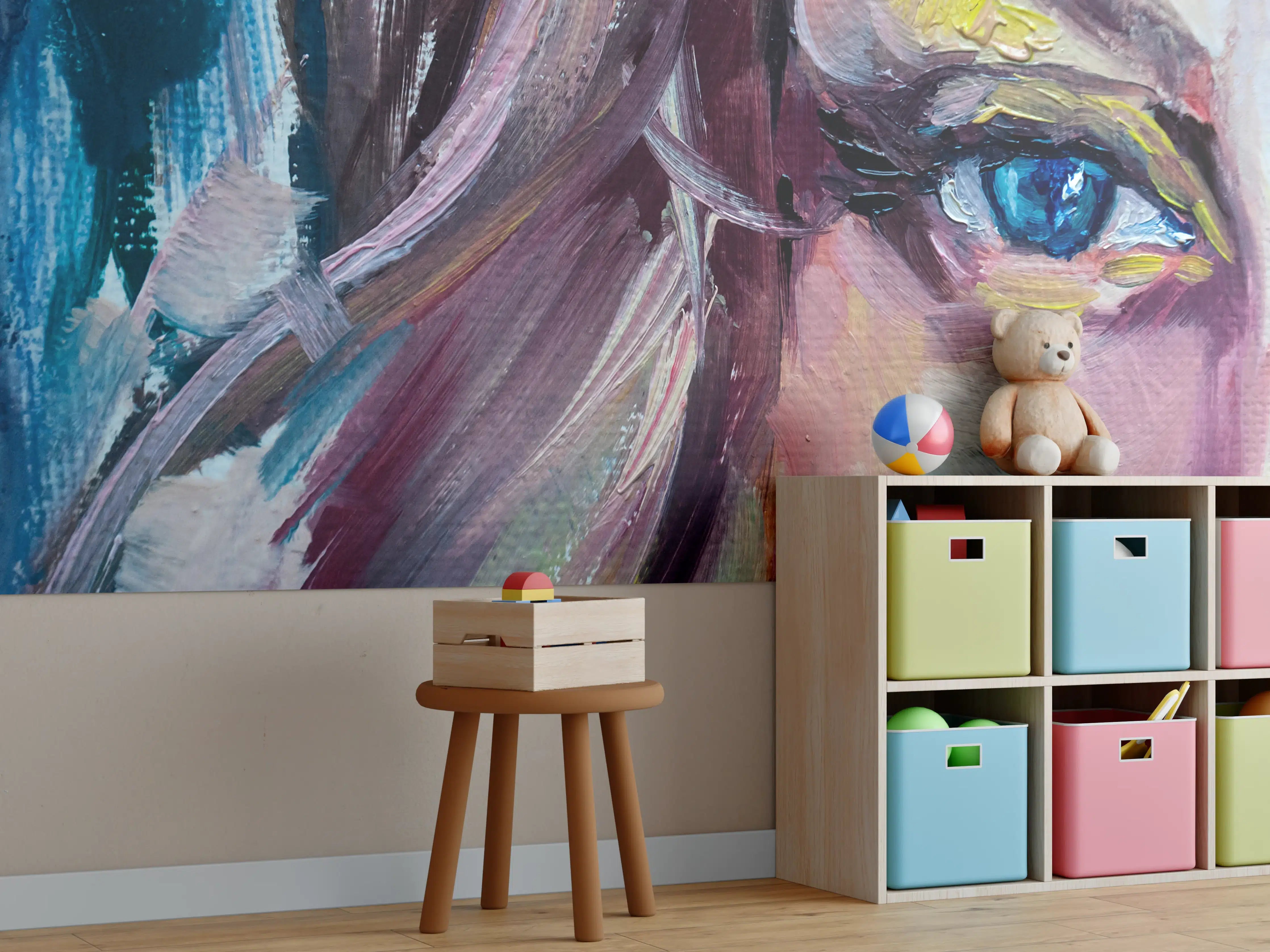Kinderzimmer Wandgestaltung - Bunte expressive Portraitmalerei