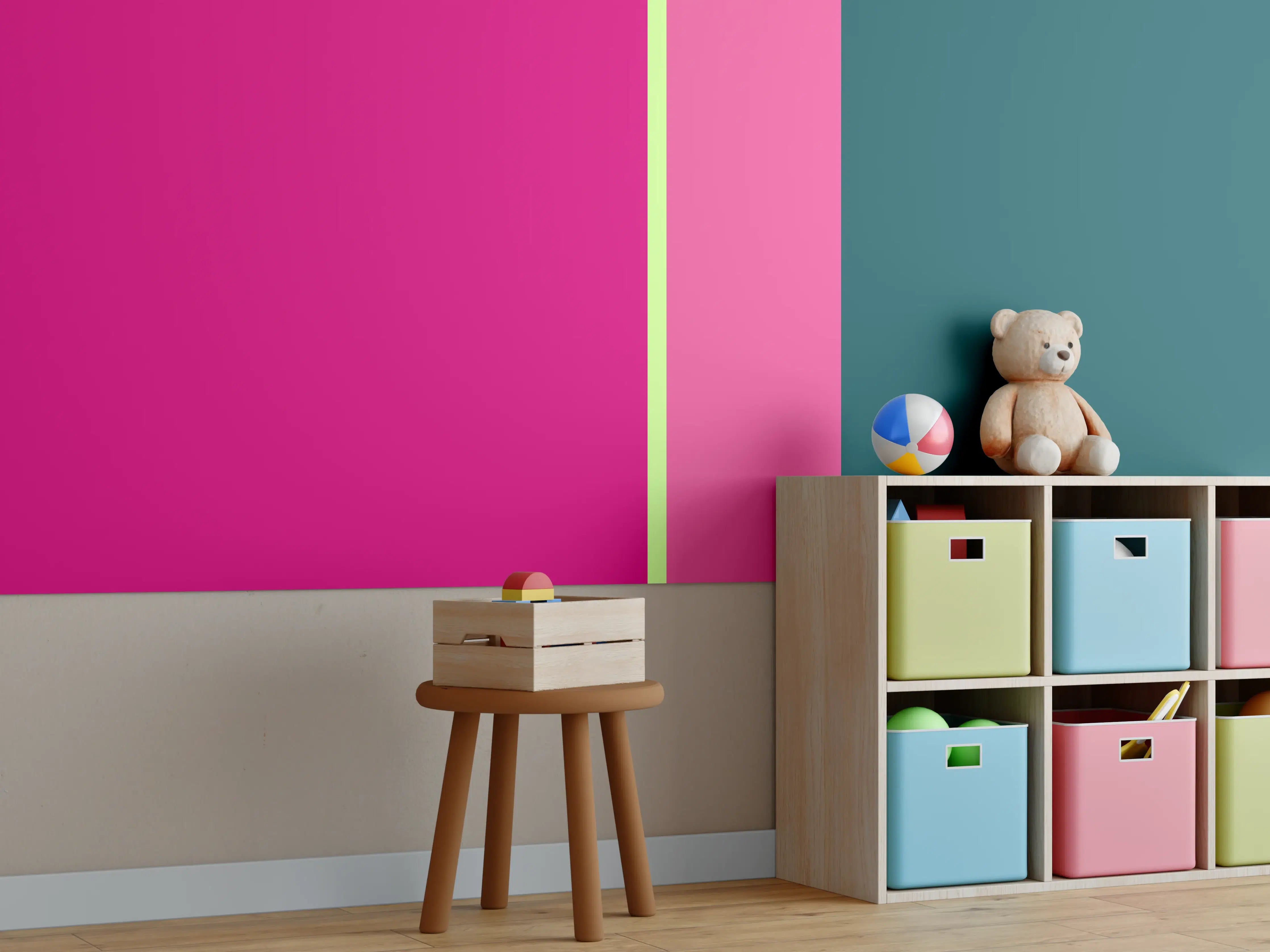 Kinderzimmer Wandgestaltung - Bunte moderne Farbkomposition