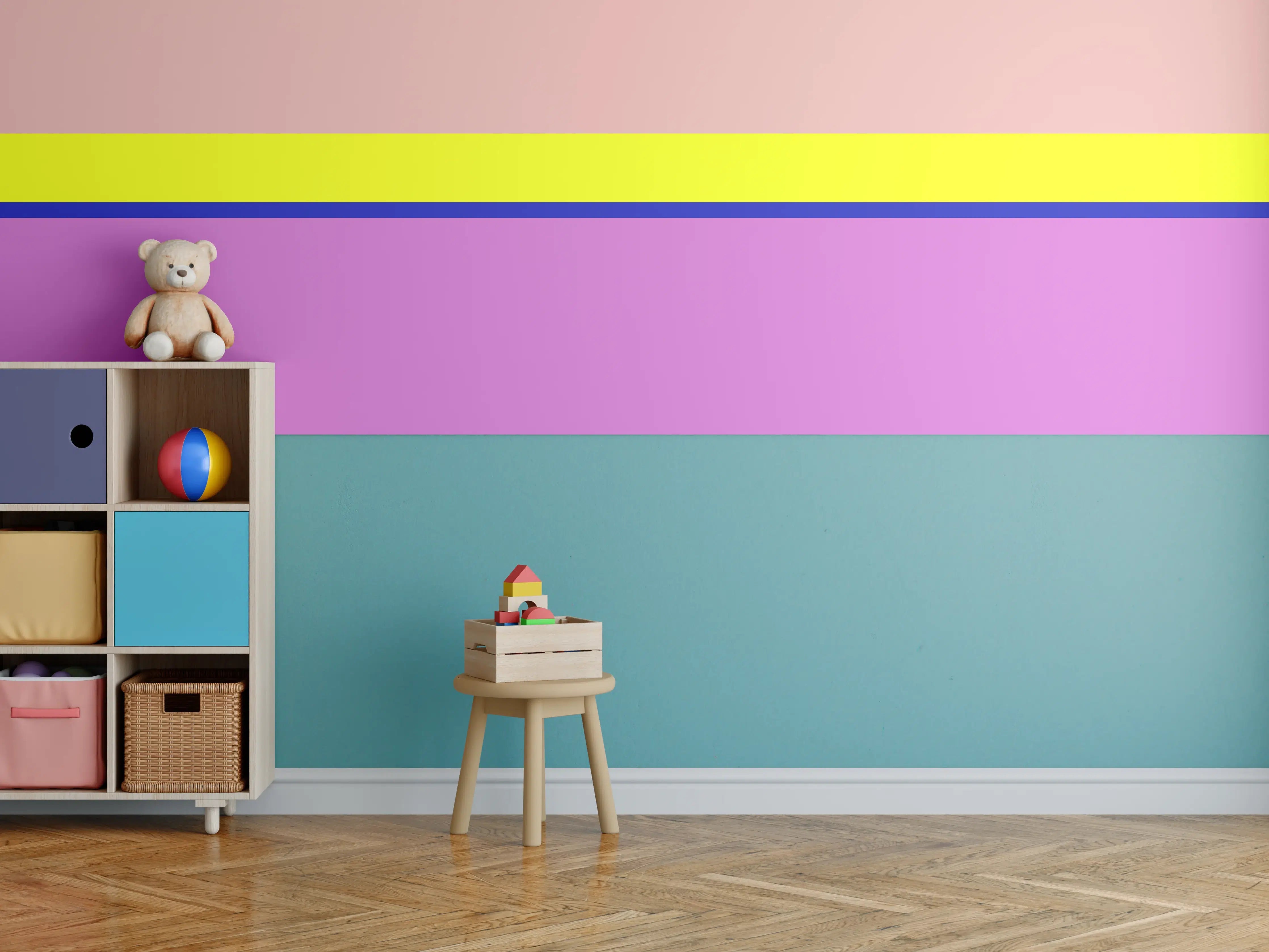 Kinderzimmer Wandgestaltung - Bunte, moderne geometrische Muster