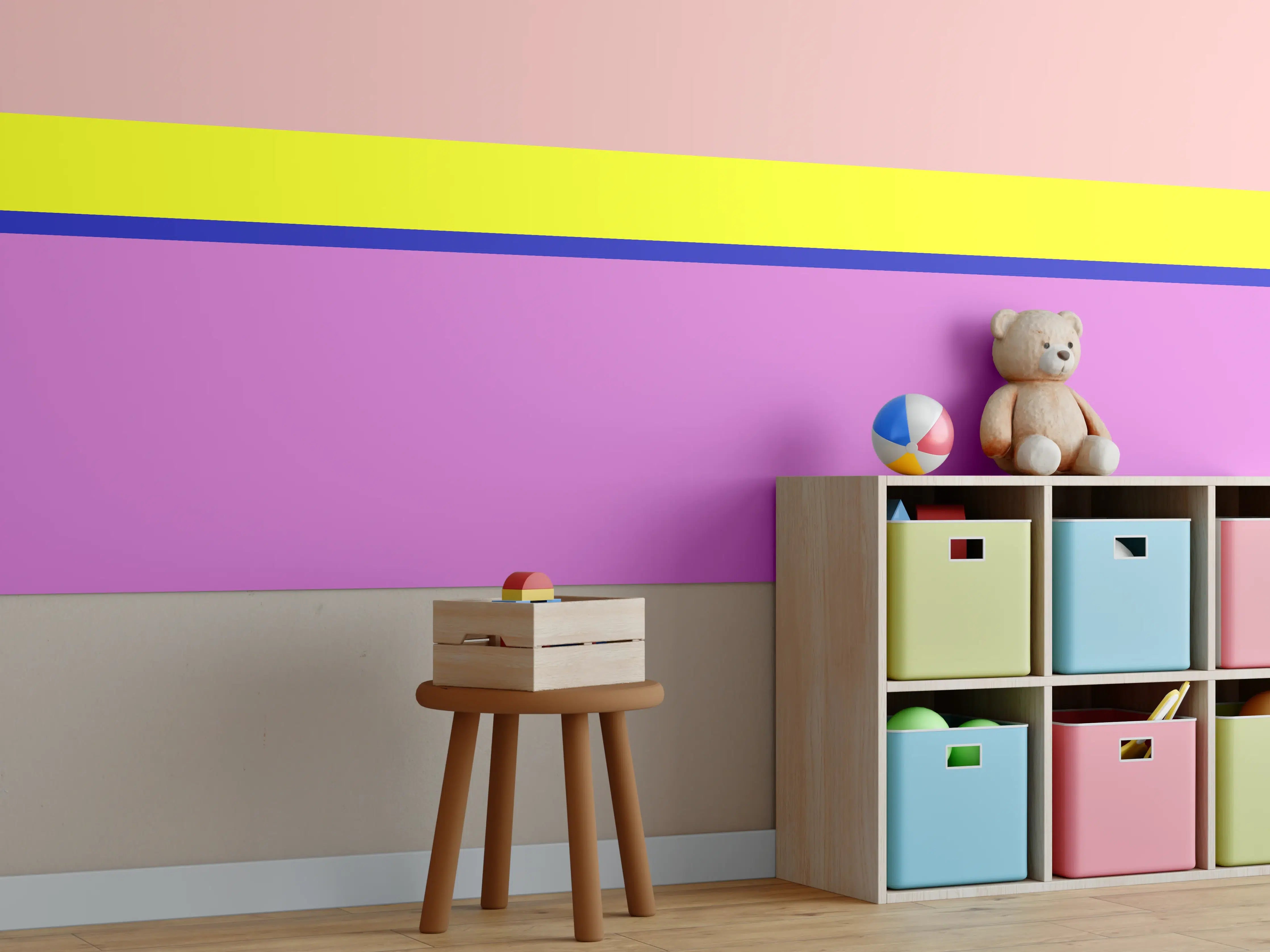 Kinderzimmer Wandgestaltung - Bunte, moderne geometrische Muster