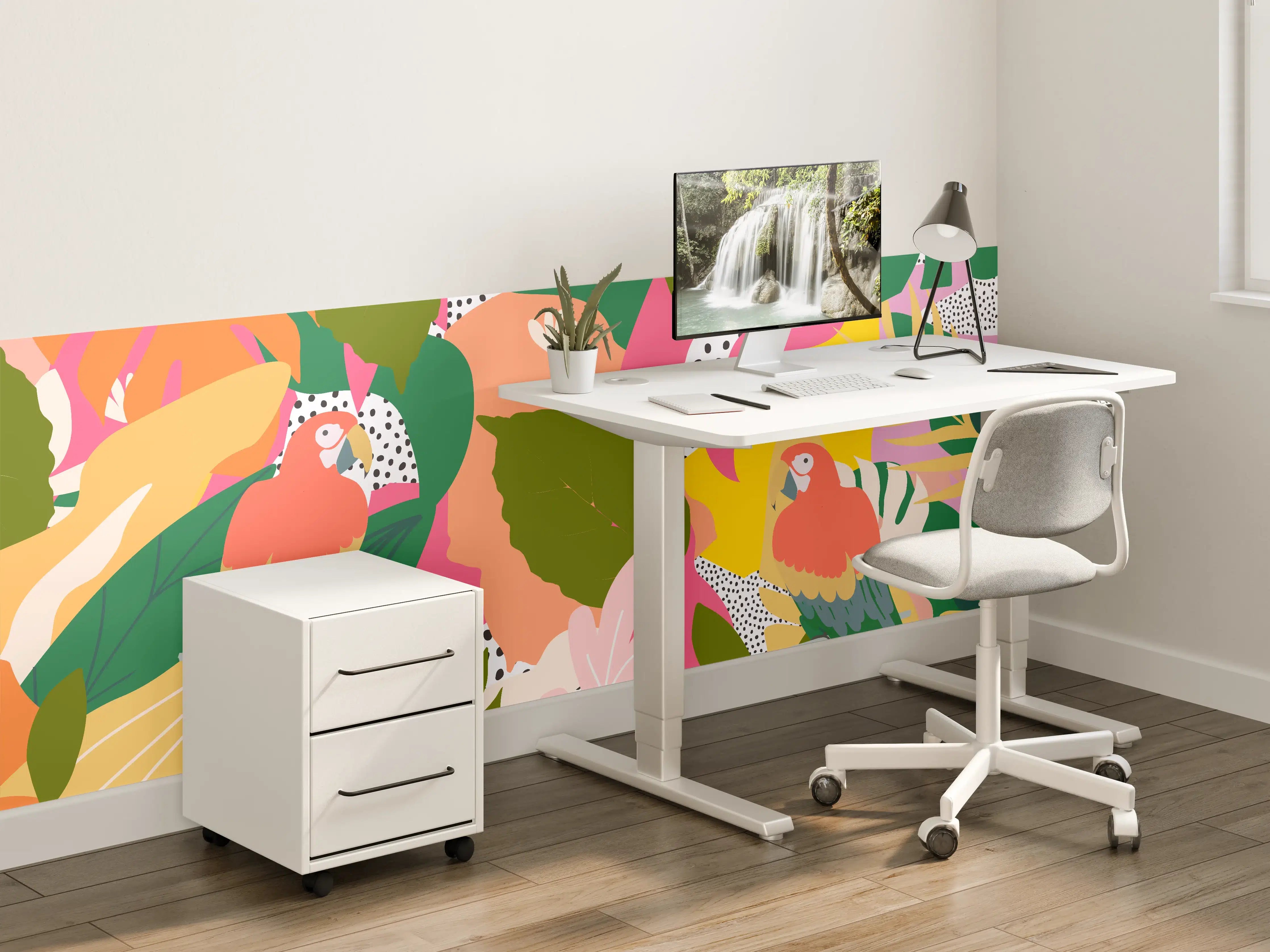 Kinderzimmer Wandgestaltung - Bunter Dschungel Papagei