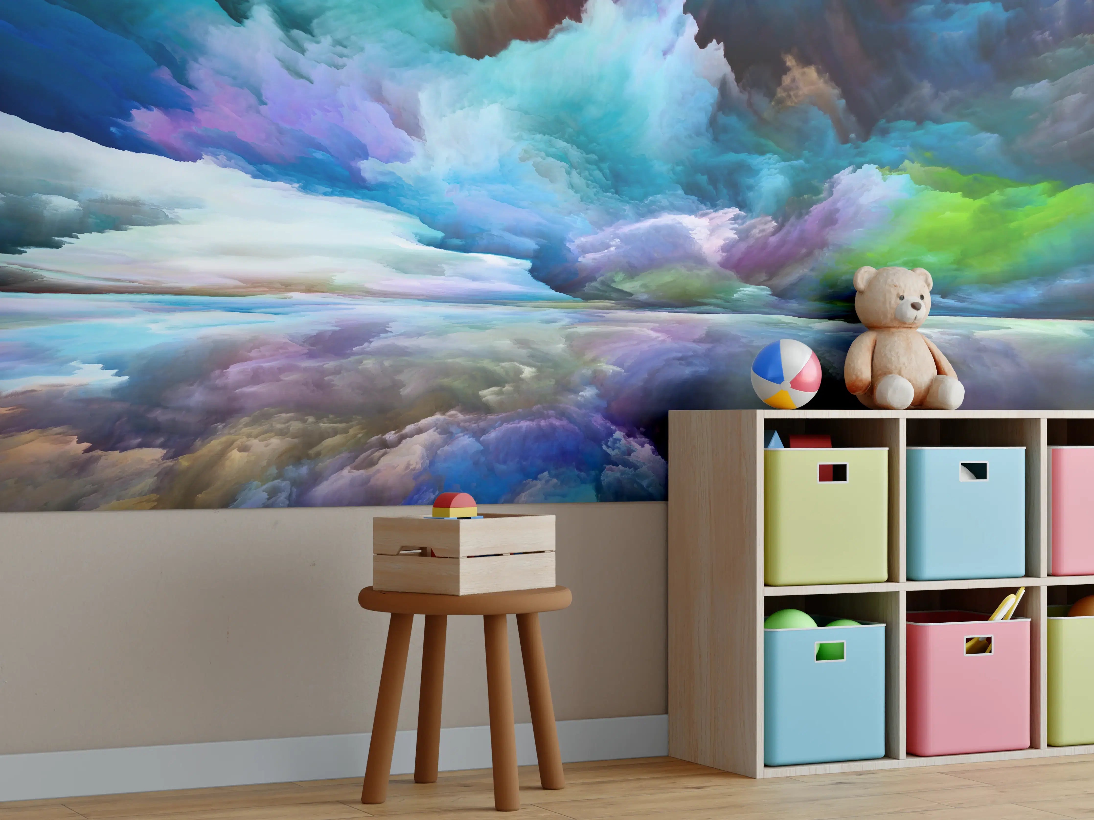 Kinderzimmer Wandgestaltung - Bunter Fantasy Himmel