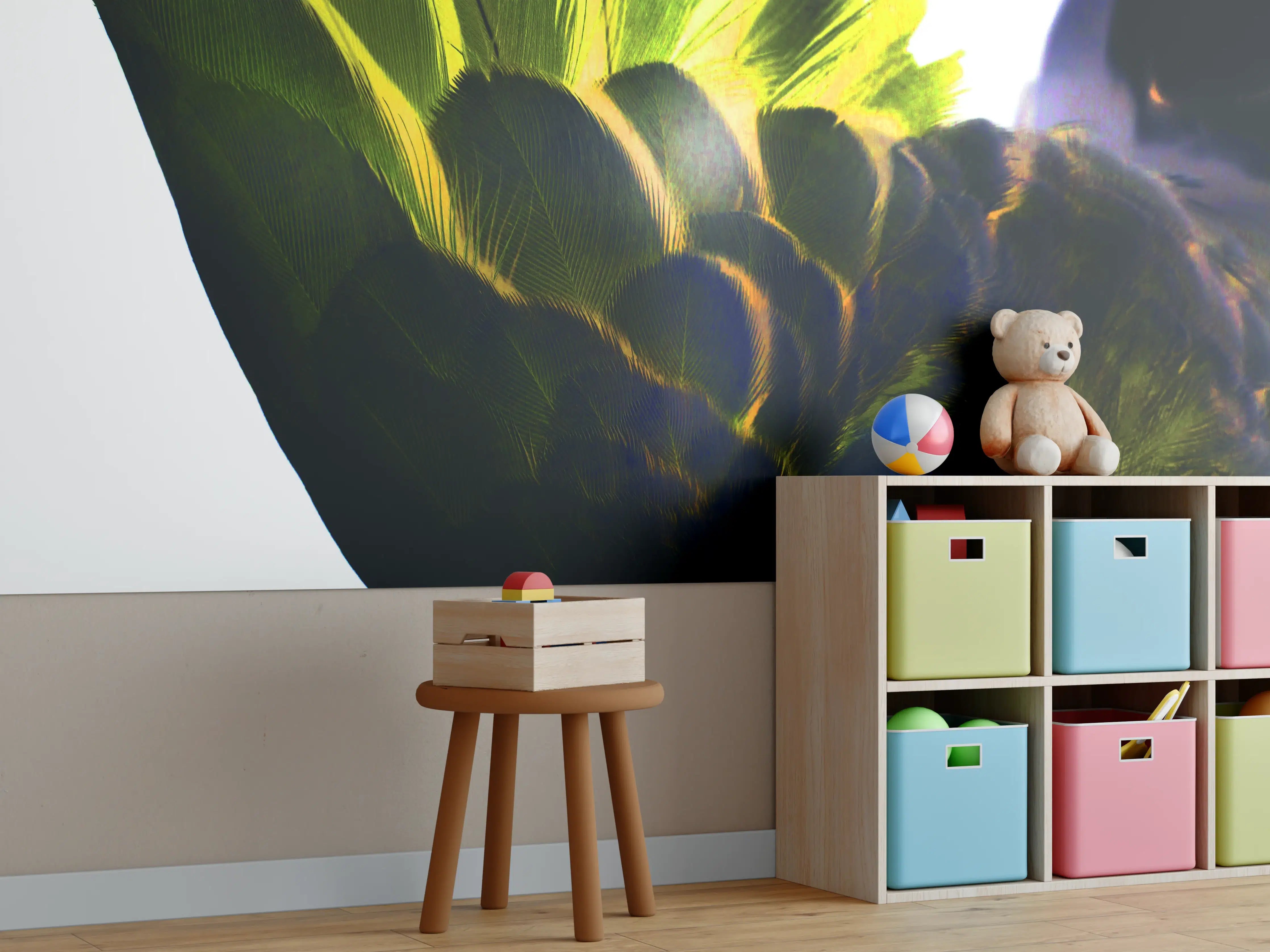 Kinderzimmer Wandgestaltung - Bunter Papagei Nahaufnahme
