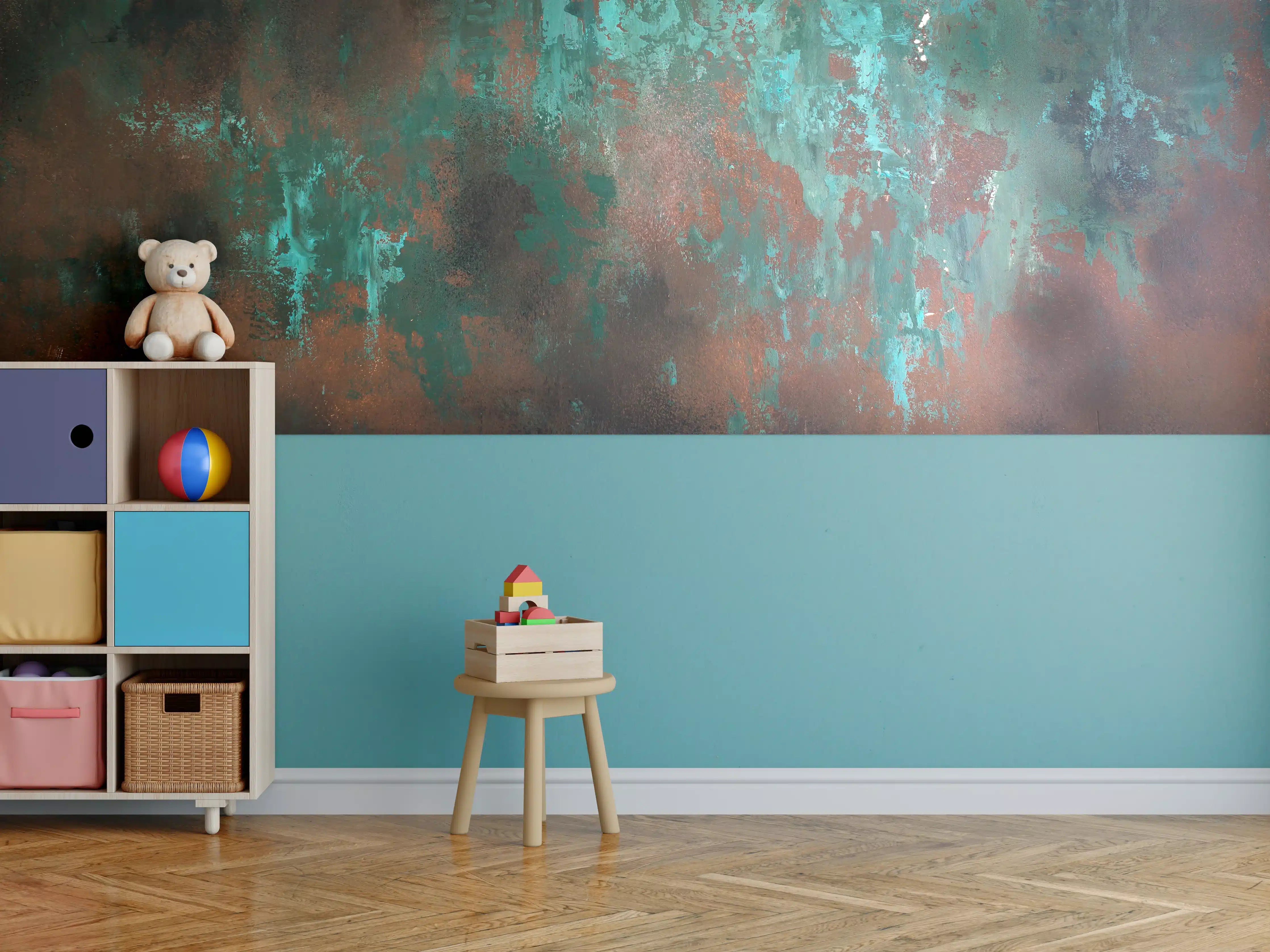 Kinderzimmer Wandgestaltung - Bunter Rost- und Patina-Effekt