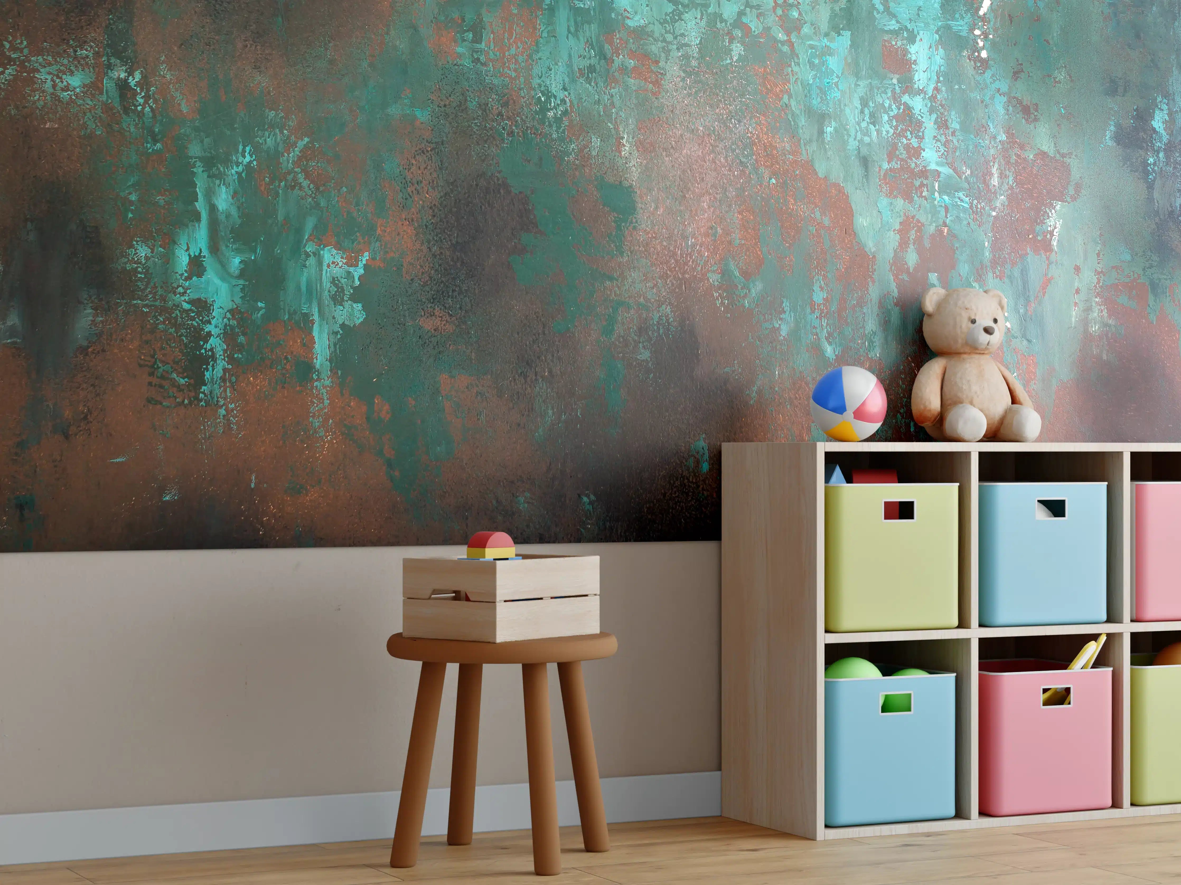 Kinderzimmer Wandgestaltung - Bunter Rost- und Patina-Effekt
