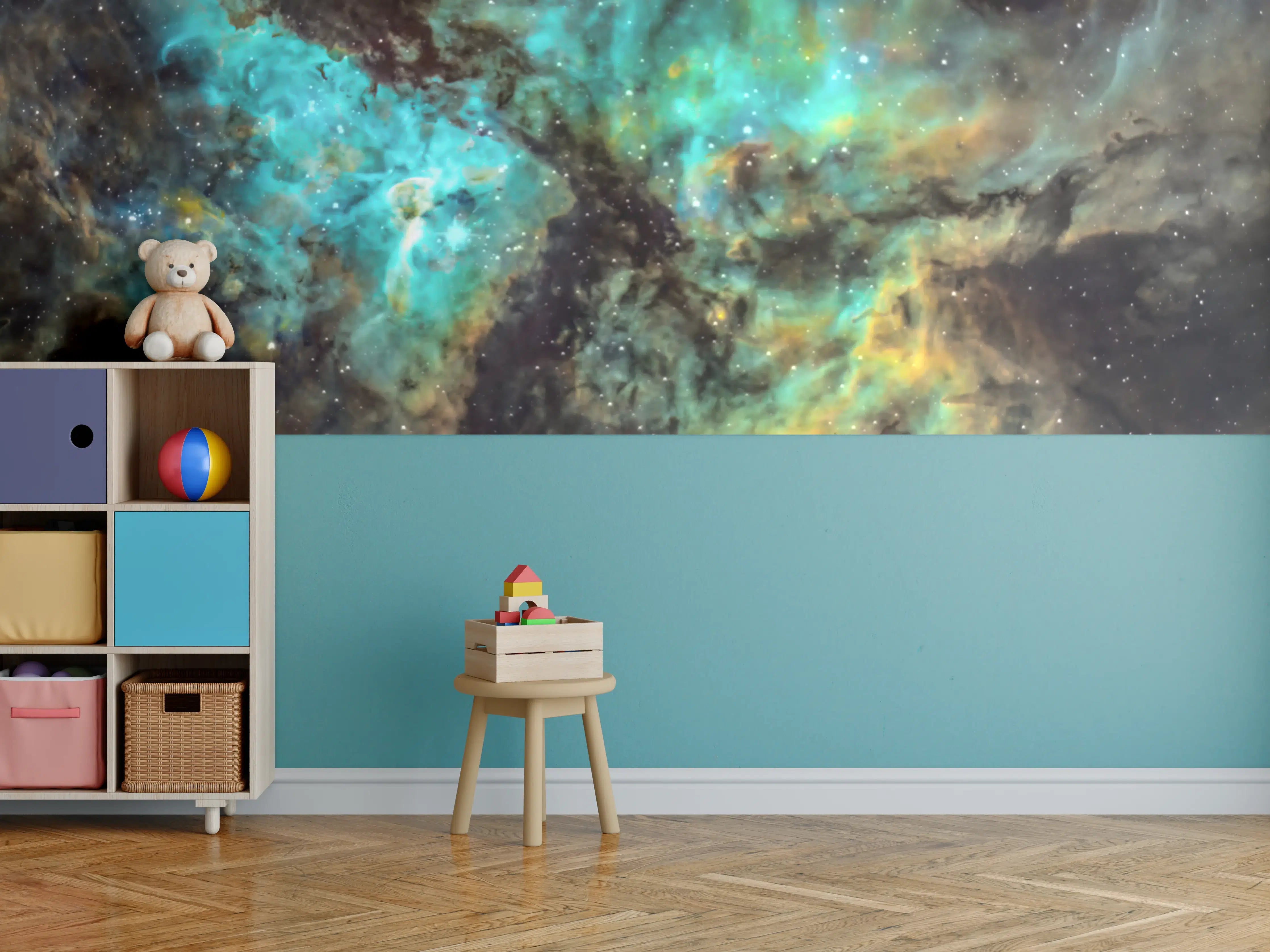 Kinderzimmer Wandgestaltung - Bunter Sternenhimmel