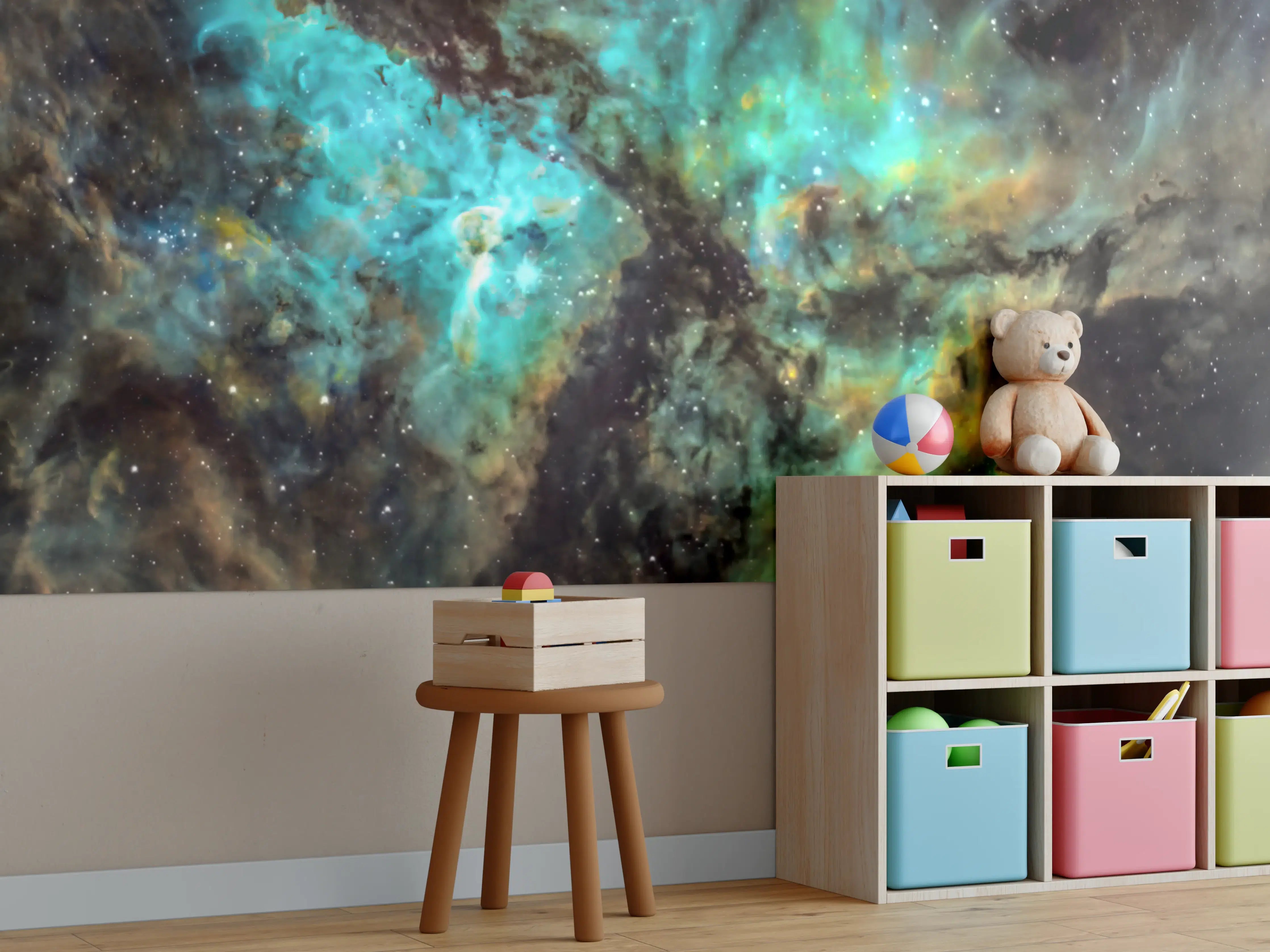 Kinderzimmer Wandgestaltung - Bunter Sternenhimmel