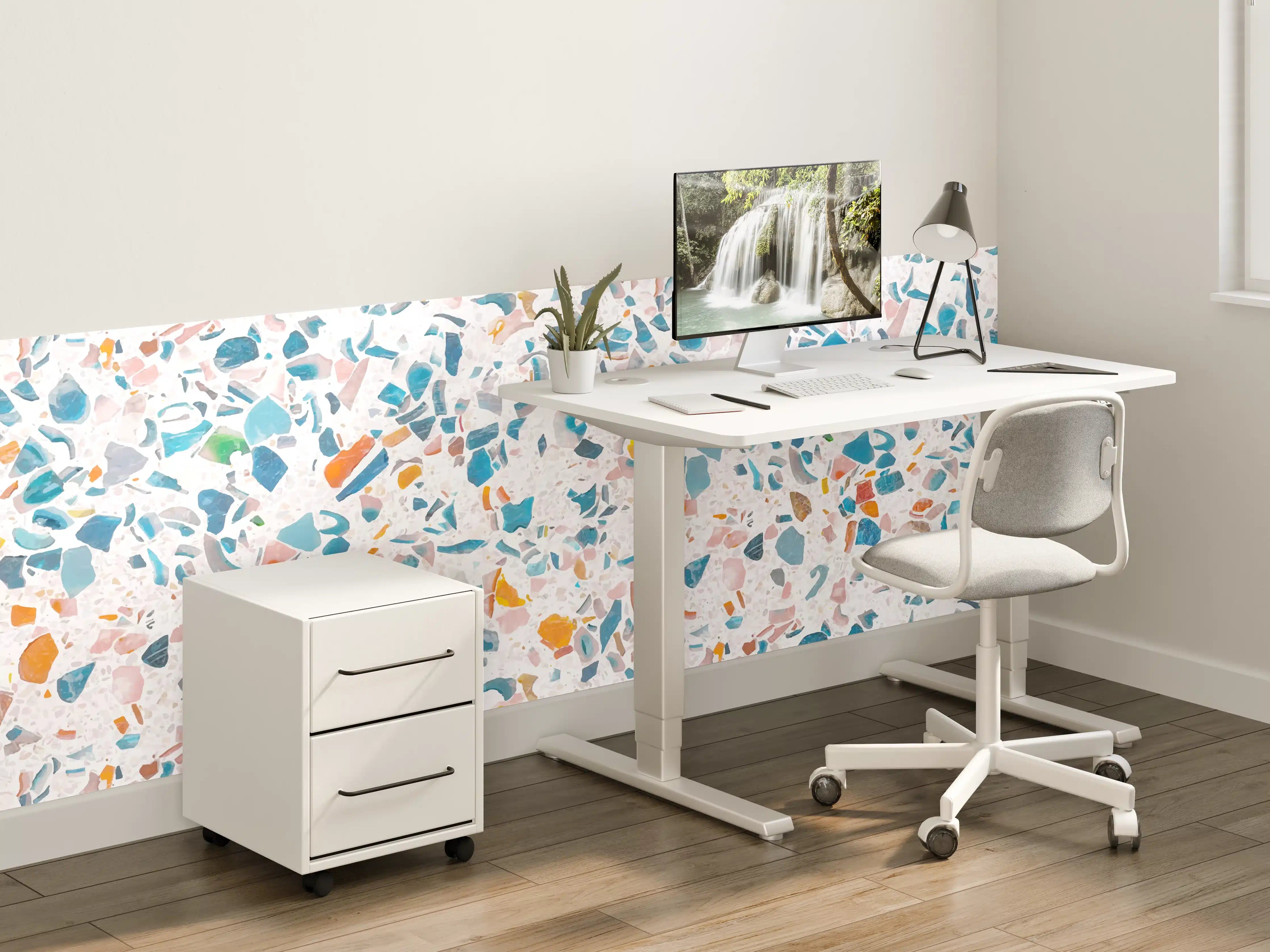 Kinderzimmer Wandgestaltung - Bunter Terrazzo Designbelag