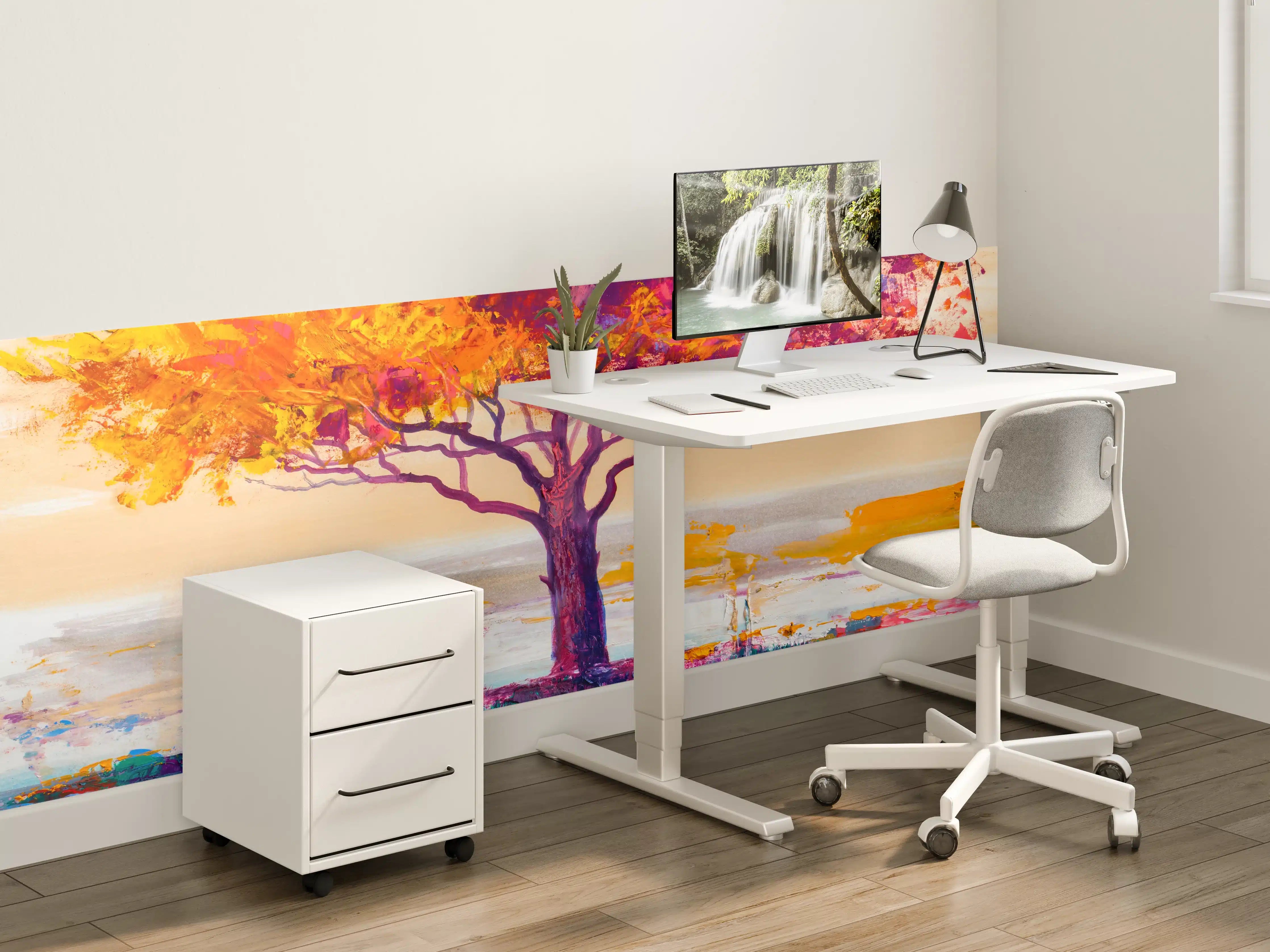 Kinderzimmer Wandgestaltung - Bunter einzelner Baum - Ölgemälde