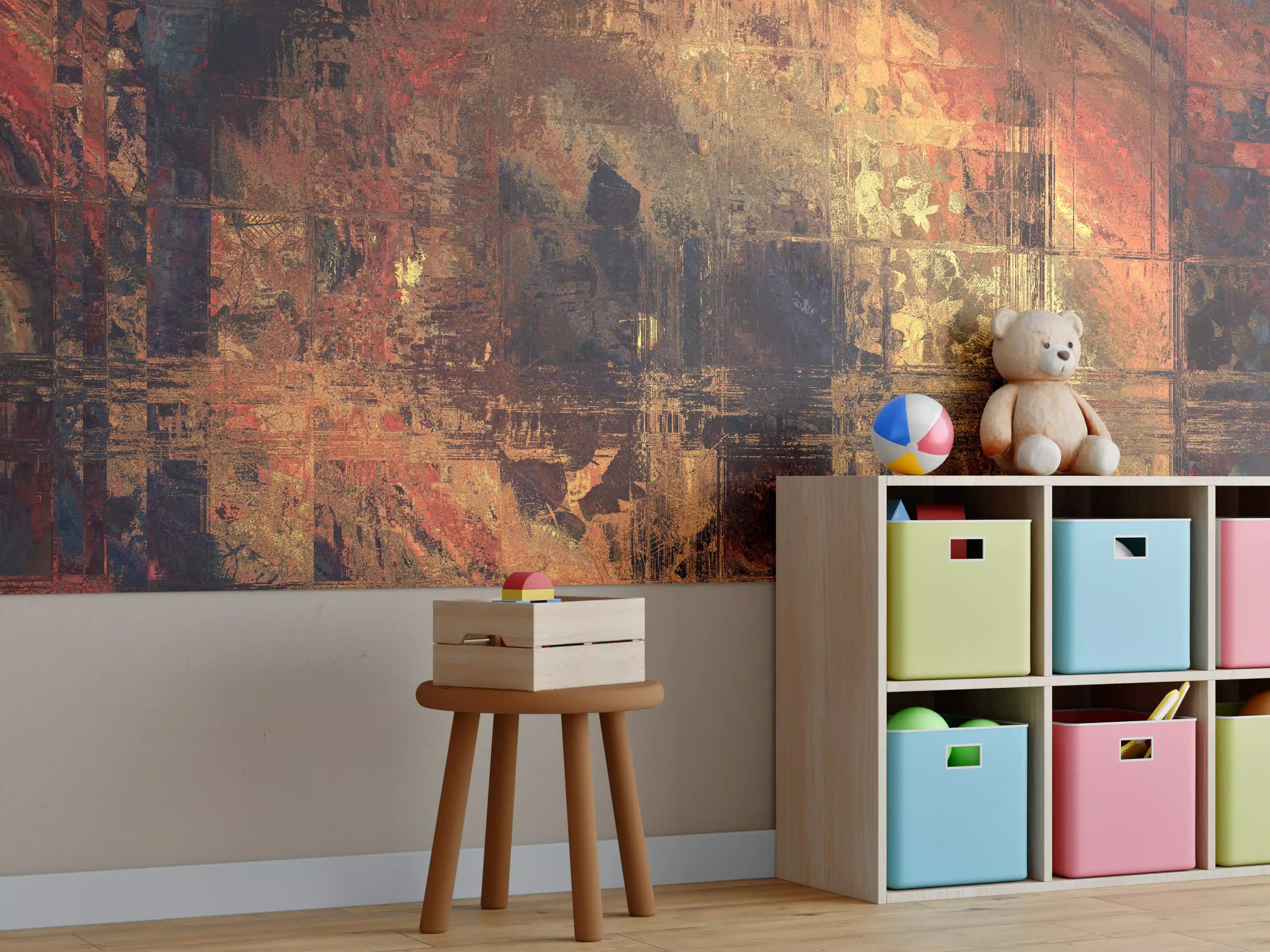 Kinderzimmer Wandgestaltung - Buntes Abstrakt Herbstfarben Gemälde